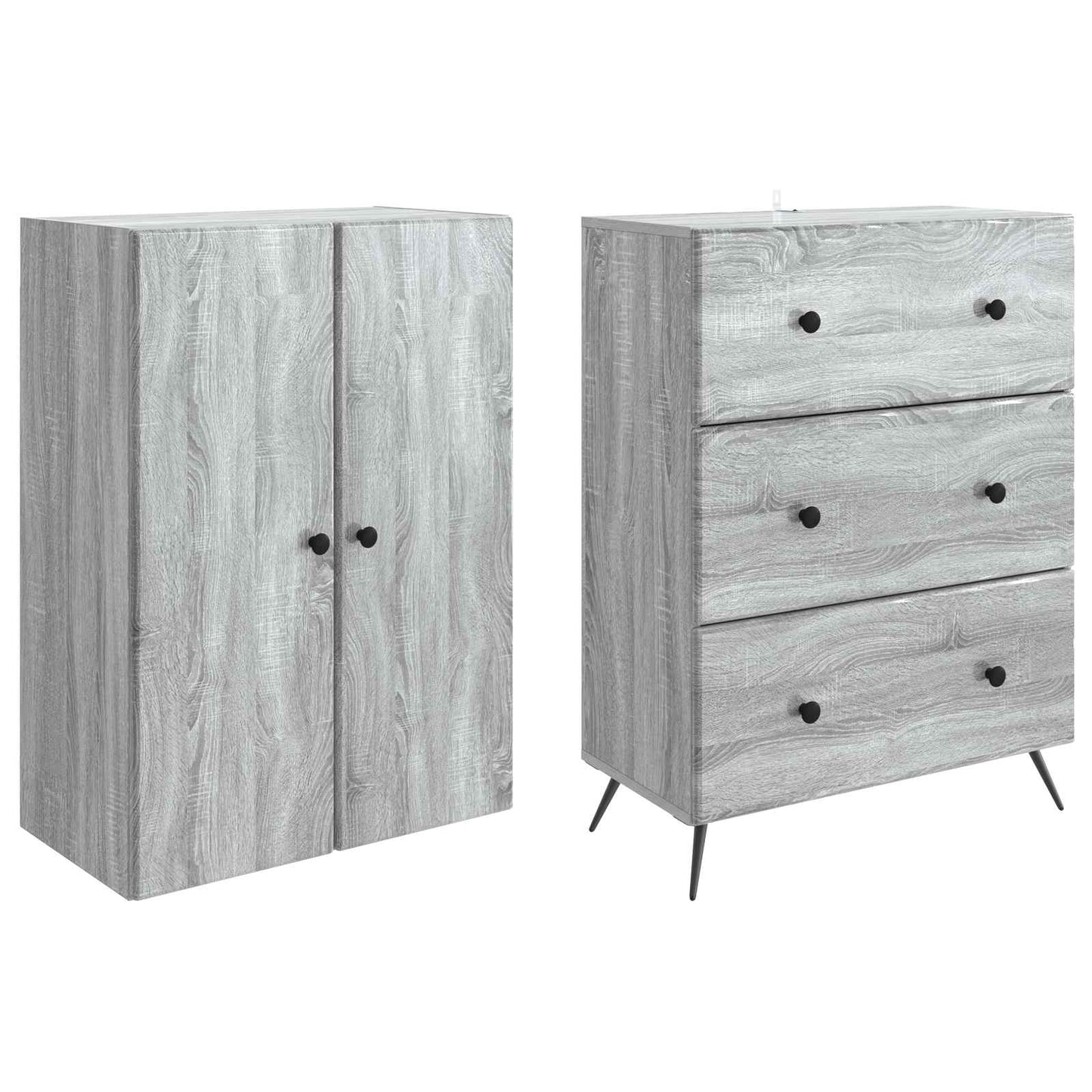 Cabinet Set 2 pcs Grey Sonoma 66 x 34.5 x 90 cm Engineered Wood