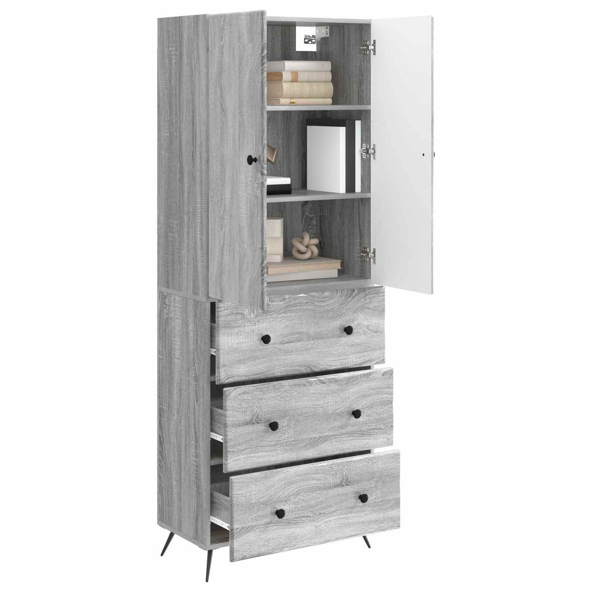 Cabinet Set 2 pcs 66 x 34.5 x 90 cm Engineered Wood Grey Sonoma