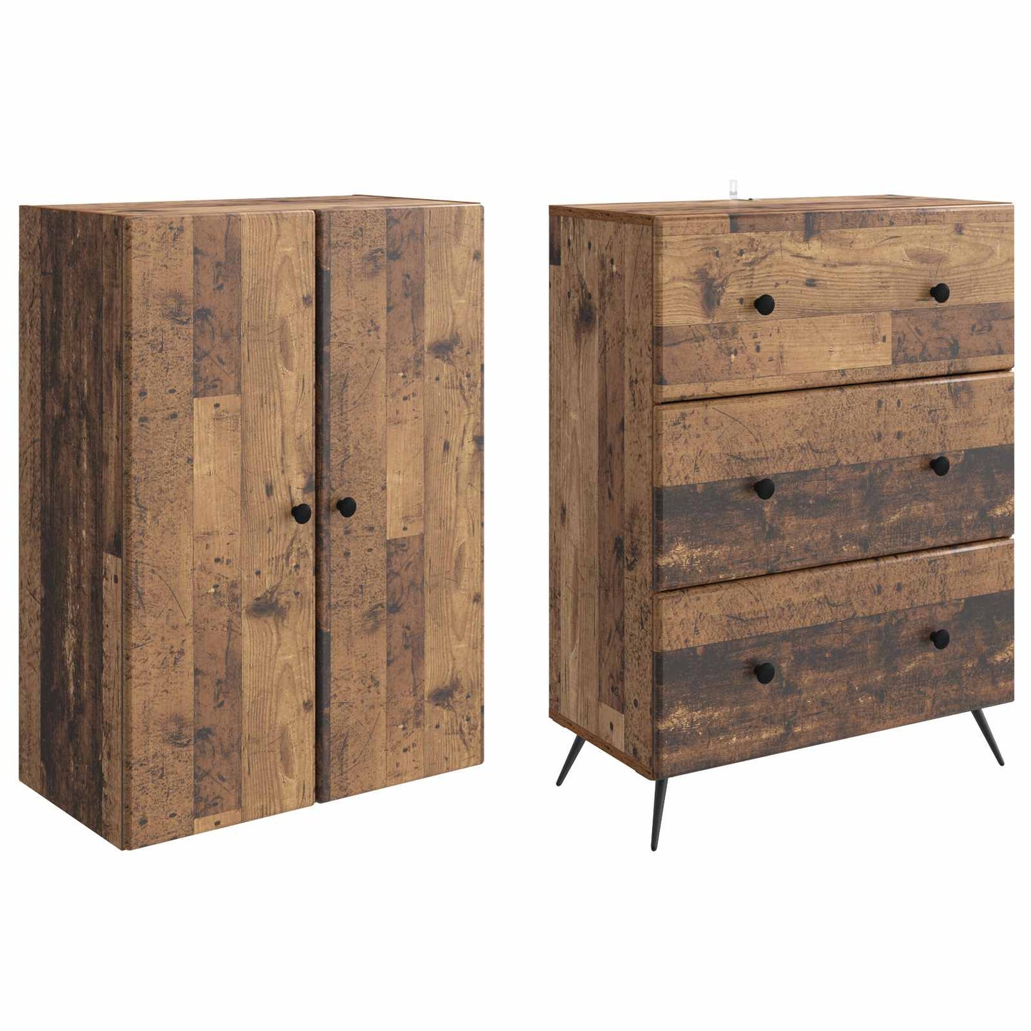 Cabinet Set 2 pcs Old Wood 66 x 34.5 x 90 cm Engineered Wood