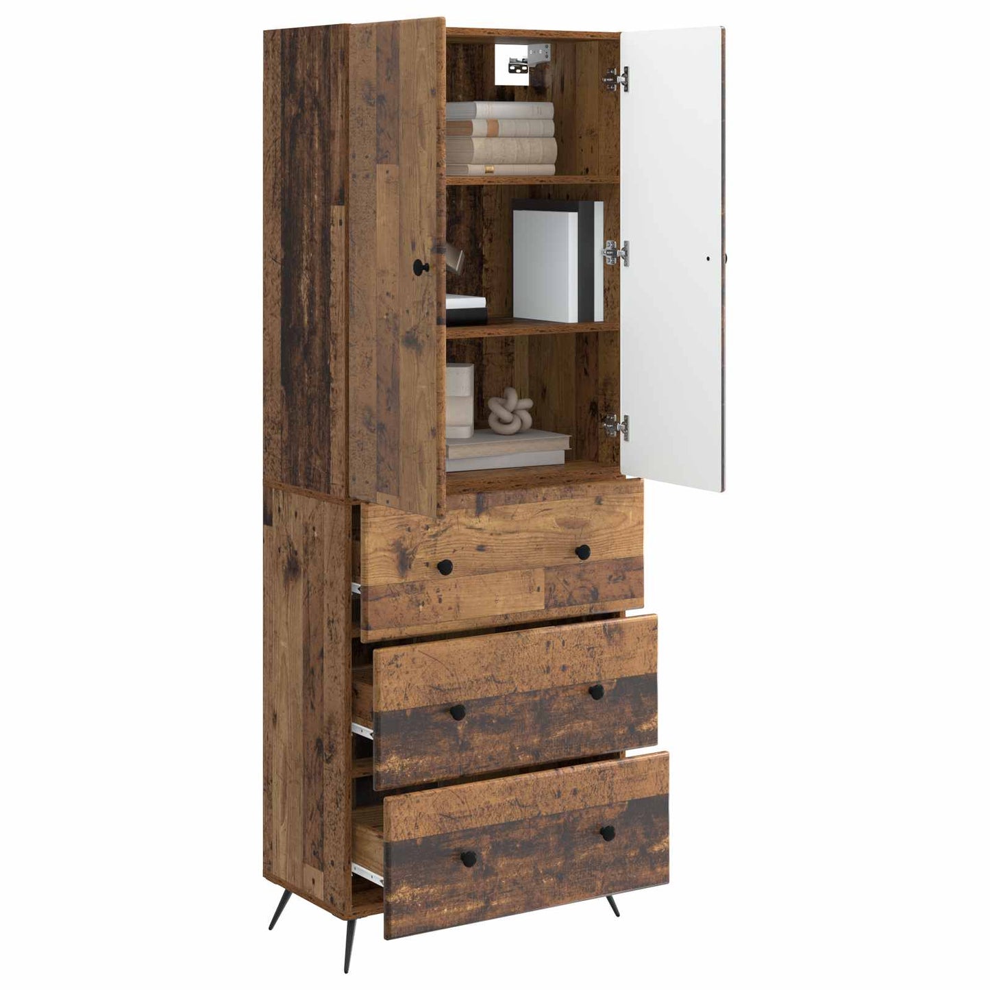 Cabinet Set 2 pcs Old Wood 66 x 34.5 x 90 cm Engineered Wood
