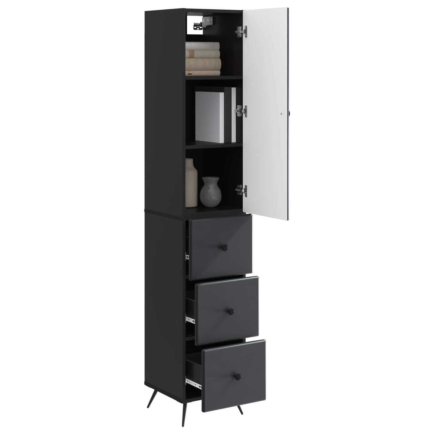 Cabinet Set 2 pcs Black 34.5 x 34.5 x 90 cm Engineered Wood