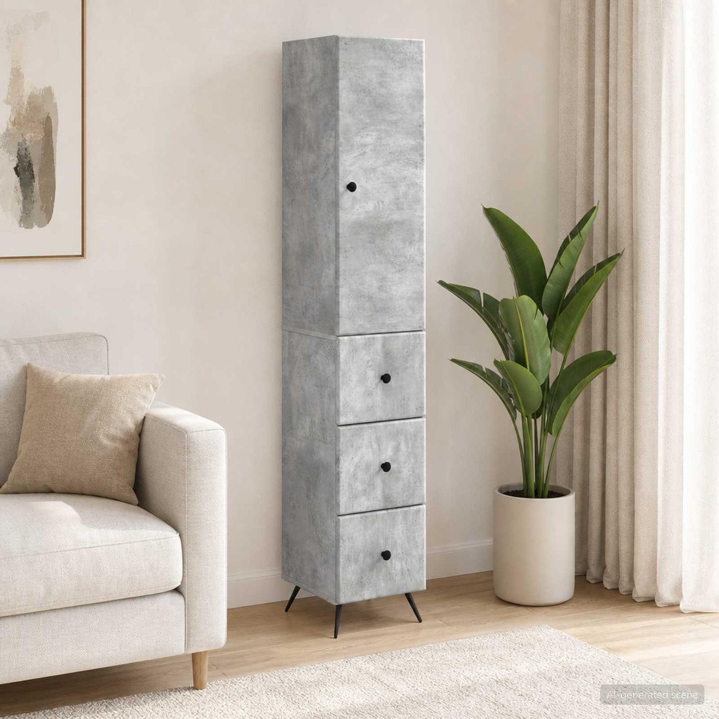 Cabinet Set 2 pcs Concrete Grey 34.5 x 34.5 x 90 cm