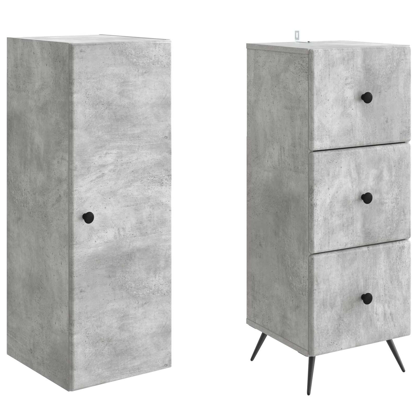 Cabinet Set 2 pcs Concrete Grey 34.5 x 34.5 x 90 cm
