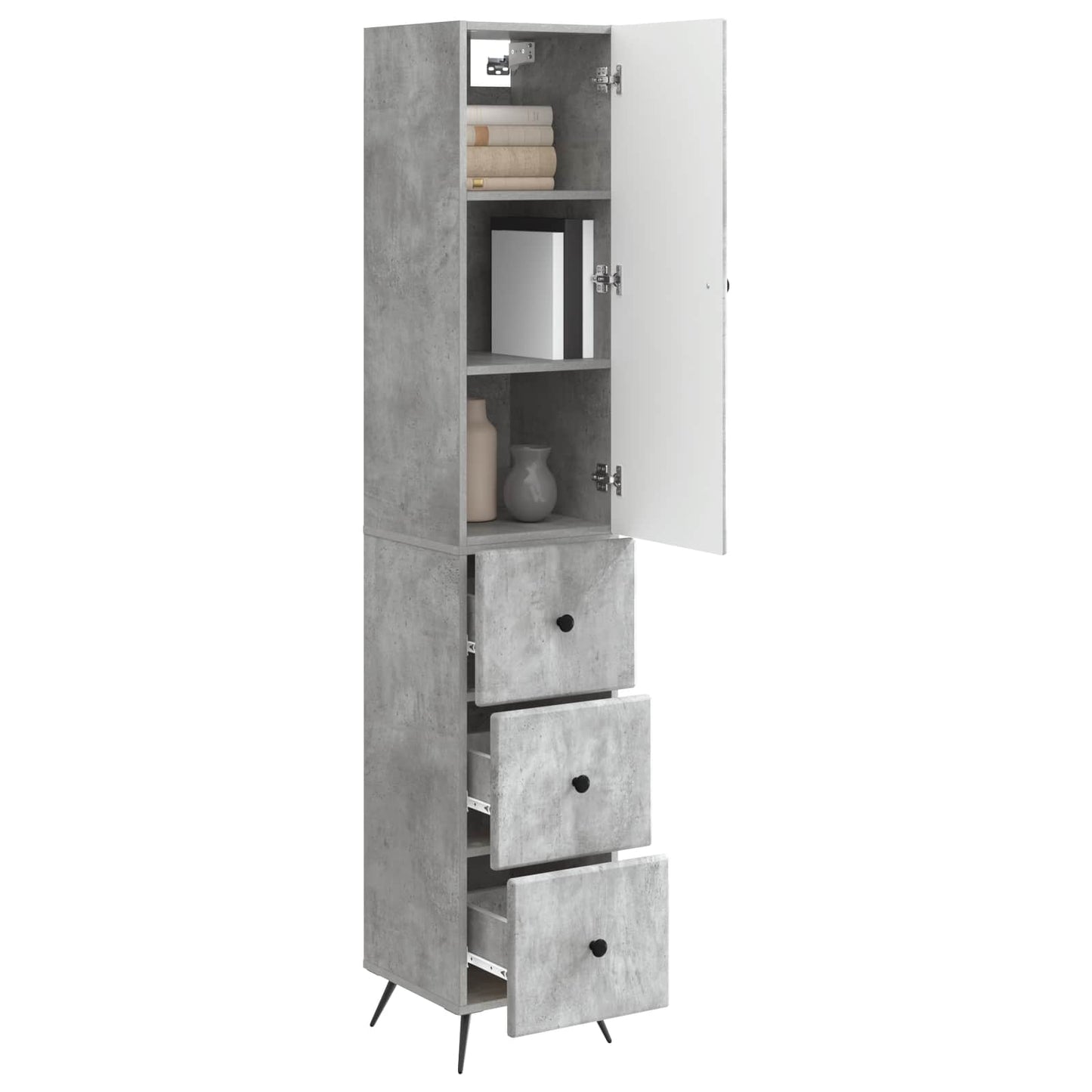 Cabinet Set 2 pcs Concrete Grey 34.5 x 34.5 x 90 cm