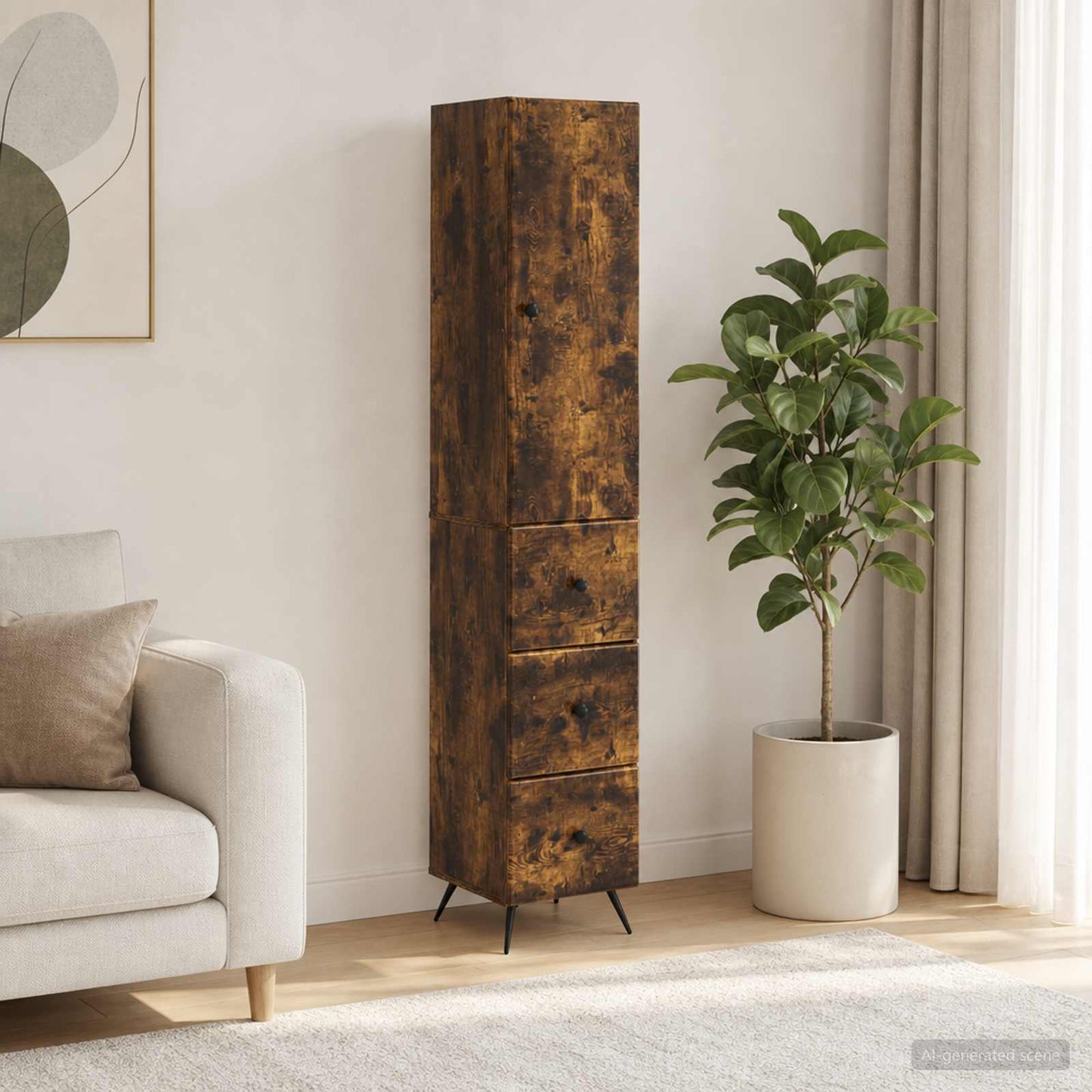 Cabinet Set 2 pcs Smoked Oak 34.5 x 34.5 x 90 cm