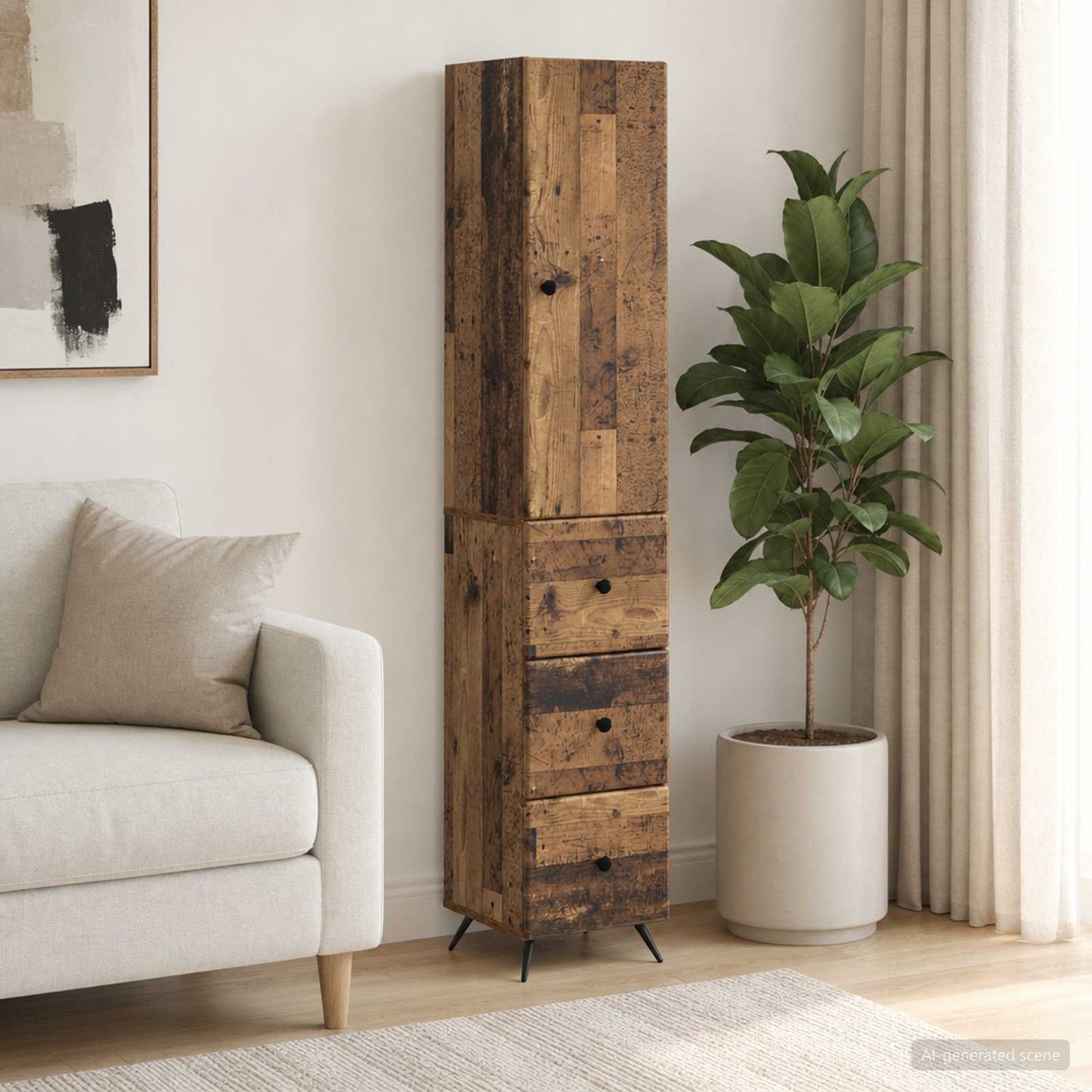 Cabinet Set 2 pcs Old Wood 34.5 x 34.5 x 90 cm Engineered Wood