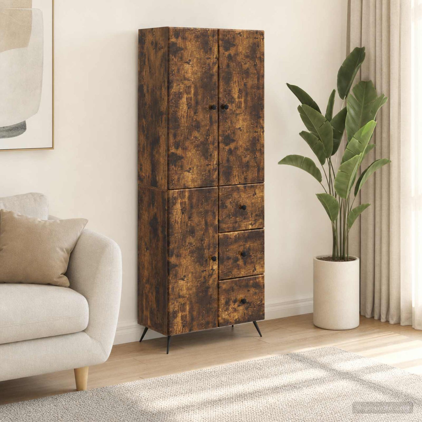 Cabinet Set 2 pcs Smoked Oak Engineered Wood
