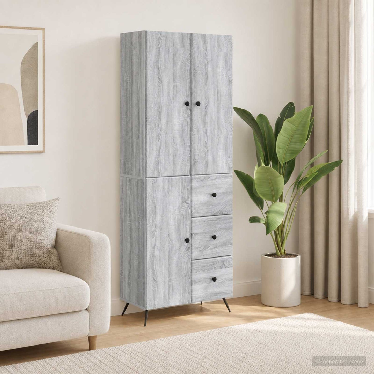 Cabinet Set 2 pcs Grey Sonoma Engineered Wood