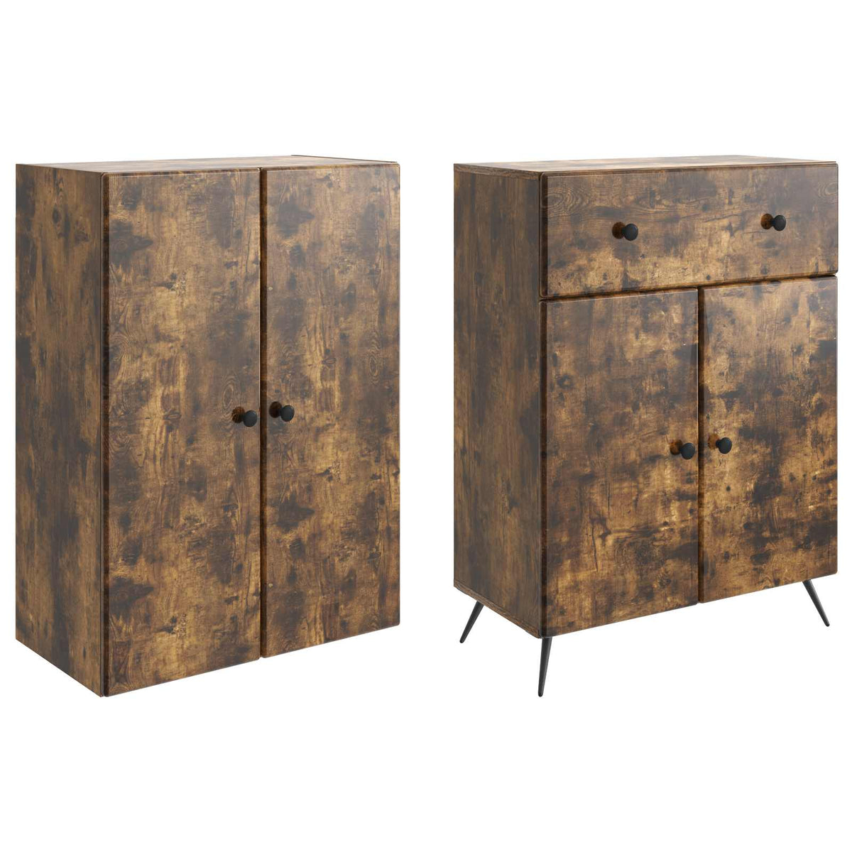 Cabinet Set 2 pcs Smoked Oak 66 x 34.5 x 90 cm Engineered Wood