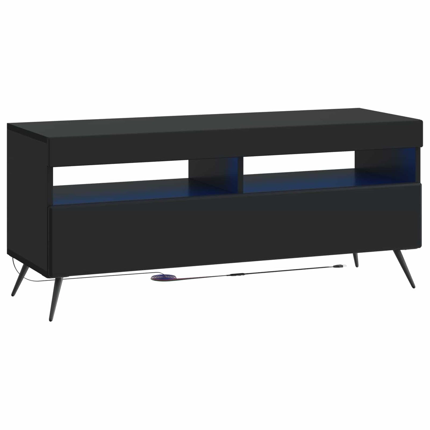 5 Piece LED TV Cabinet Black Engineered Wood