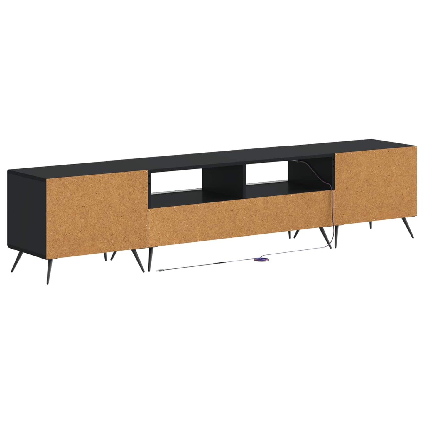 5 Piece LED TV Cabinet Black Engineered Wood
