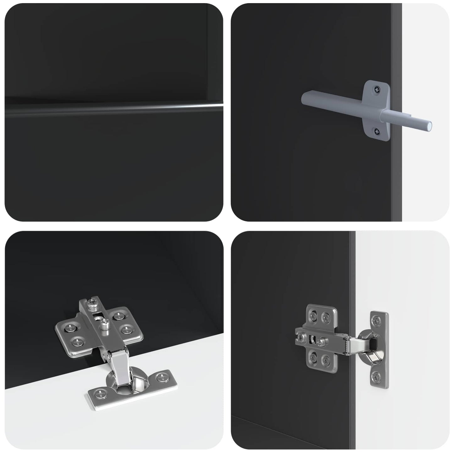 5 Piece LED TV Cabinet Black Engineered Wood