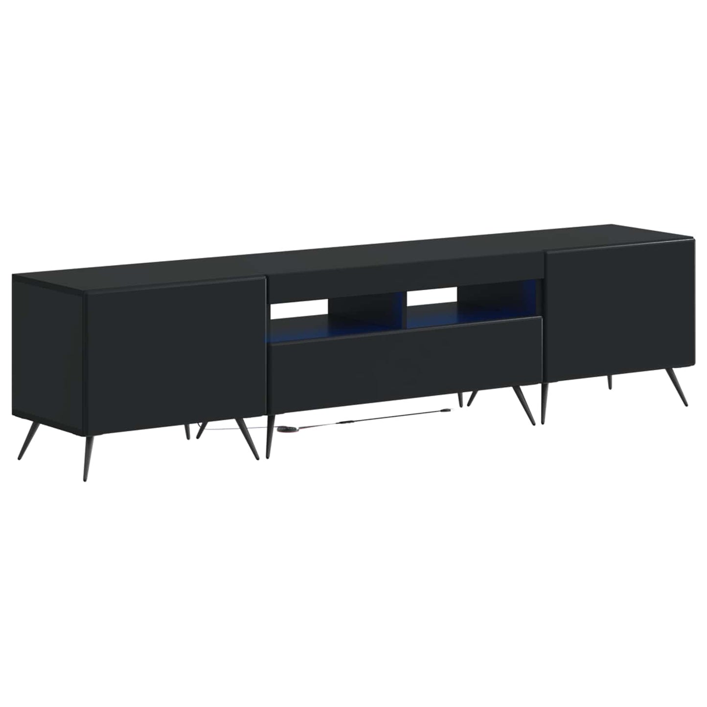 5 Piece LED TV Cabinet Black Engineered Wood