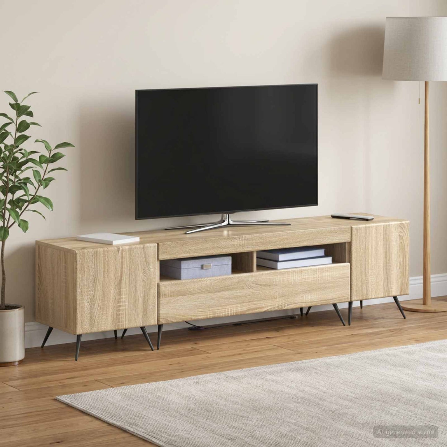 5 Piece LED TV Cabinet Sonoma Oak Engineered Wood