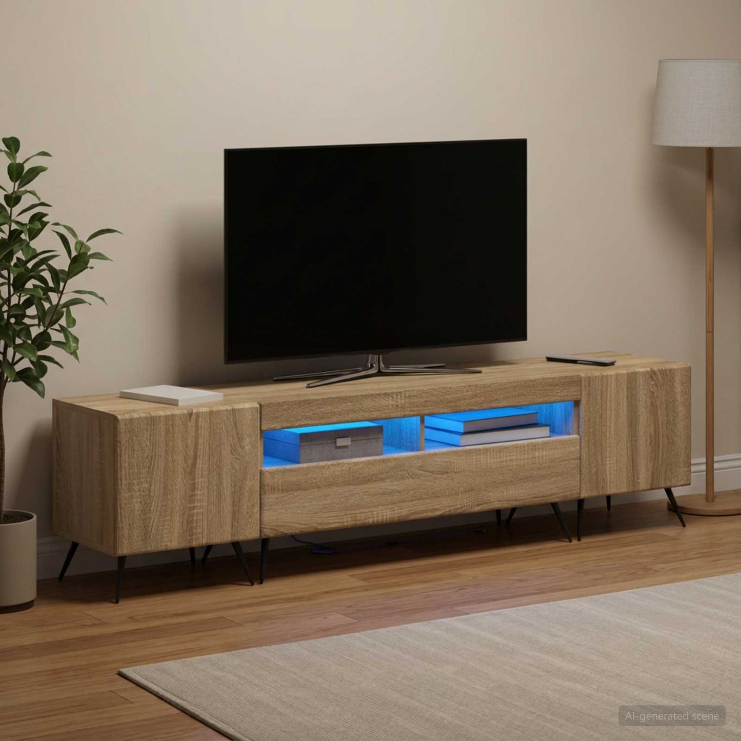 5 Piece LED TV Cabinet Sonoma Oak Engineered Wood