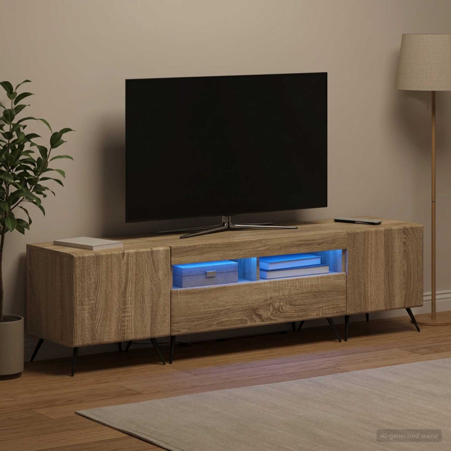 5 Piece LED TV Cabinet Sonoma Oak Engineered Wood