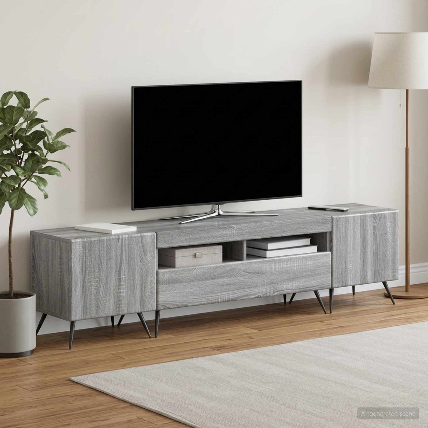 5 Piece LED TV Cabinet Grey Sonoma Engineered Wood