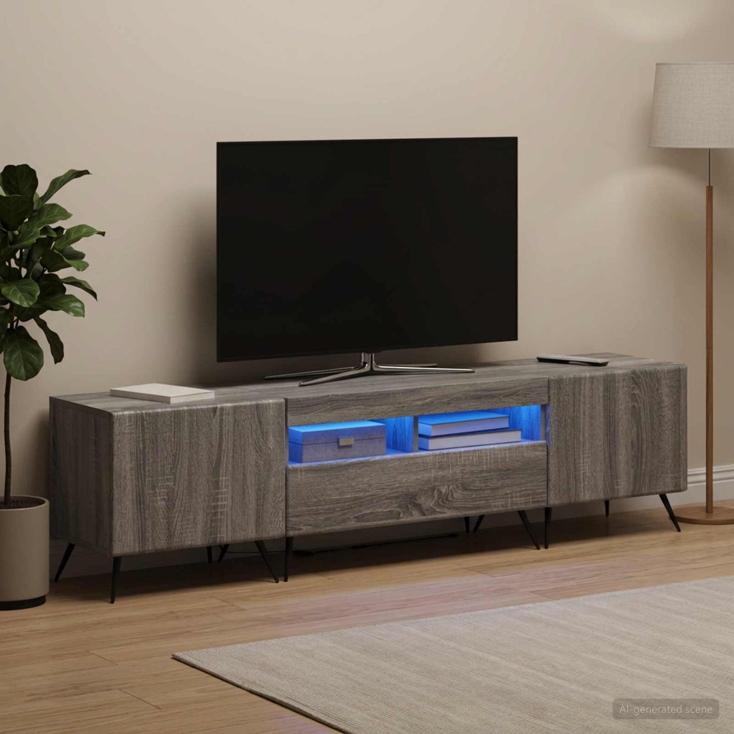 5 Piece LED TV Cabinet Grey Sonoma Engineered Wood
