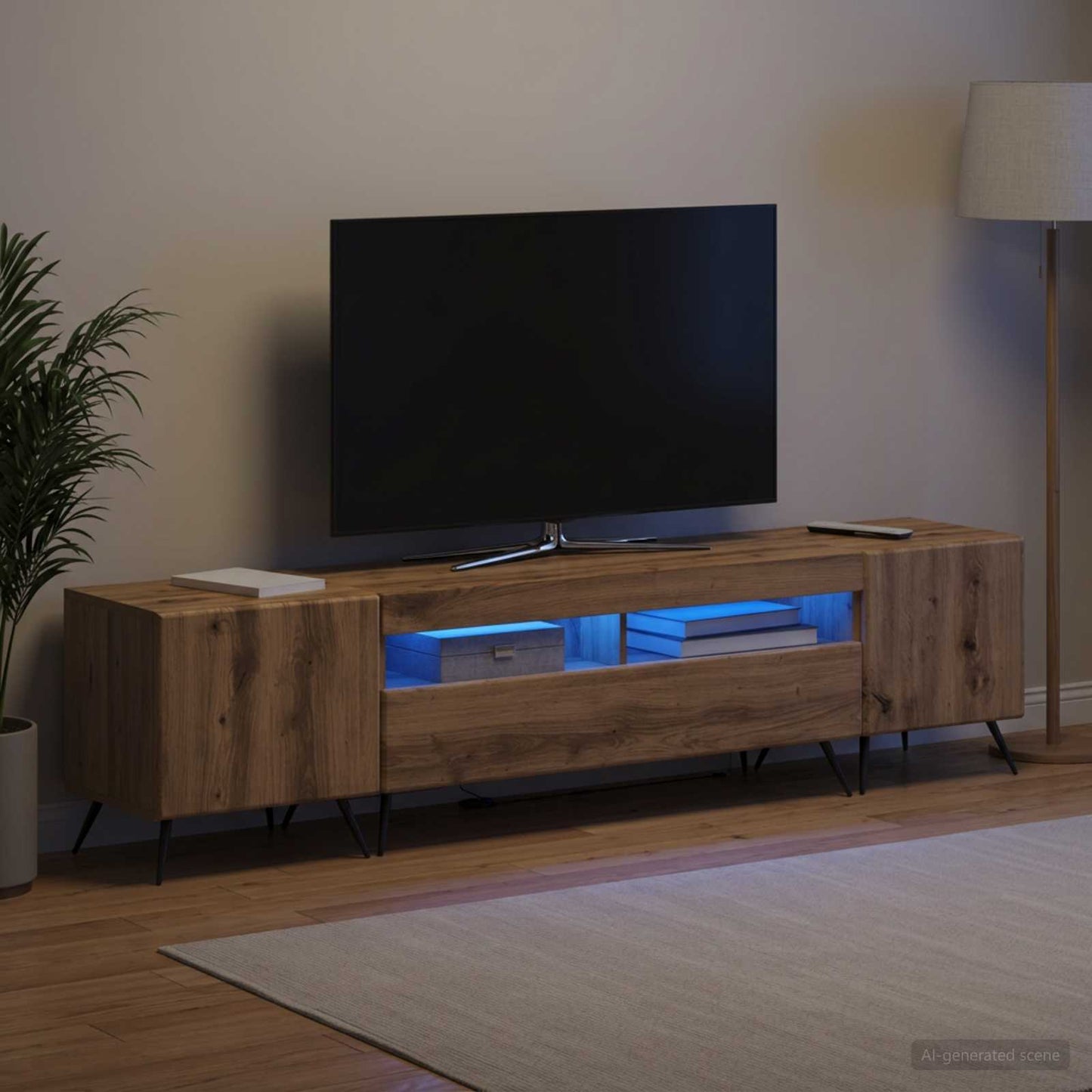 5 Piece LED TV Cabinet Artisan Oak Engineered Wood