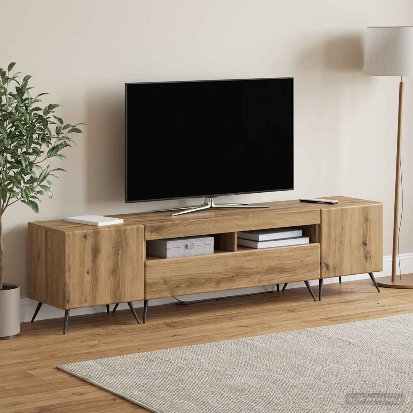 5 Piece LED TV Cabinet Artisan Oak Engineered Wood