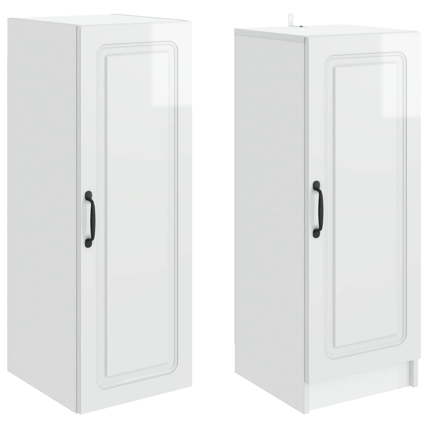 Cabinet Set 2 pcs High Gloss White Engineered Wood