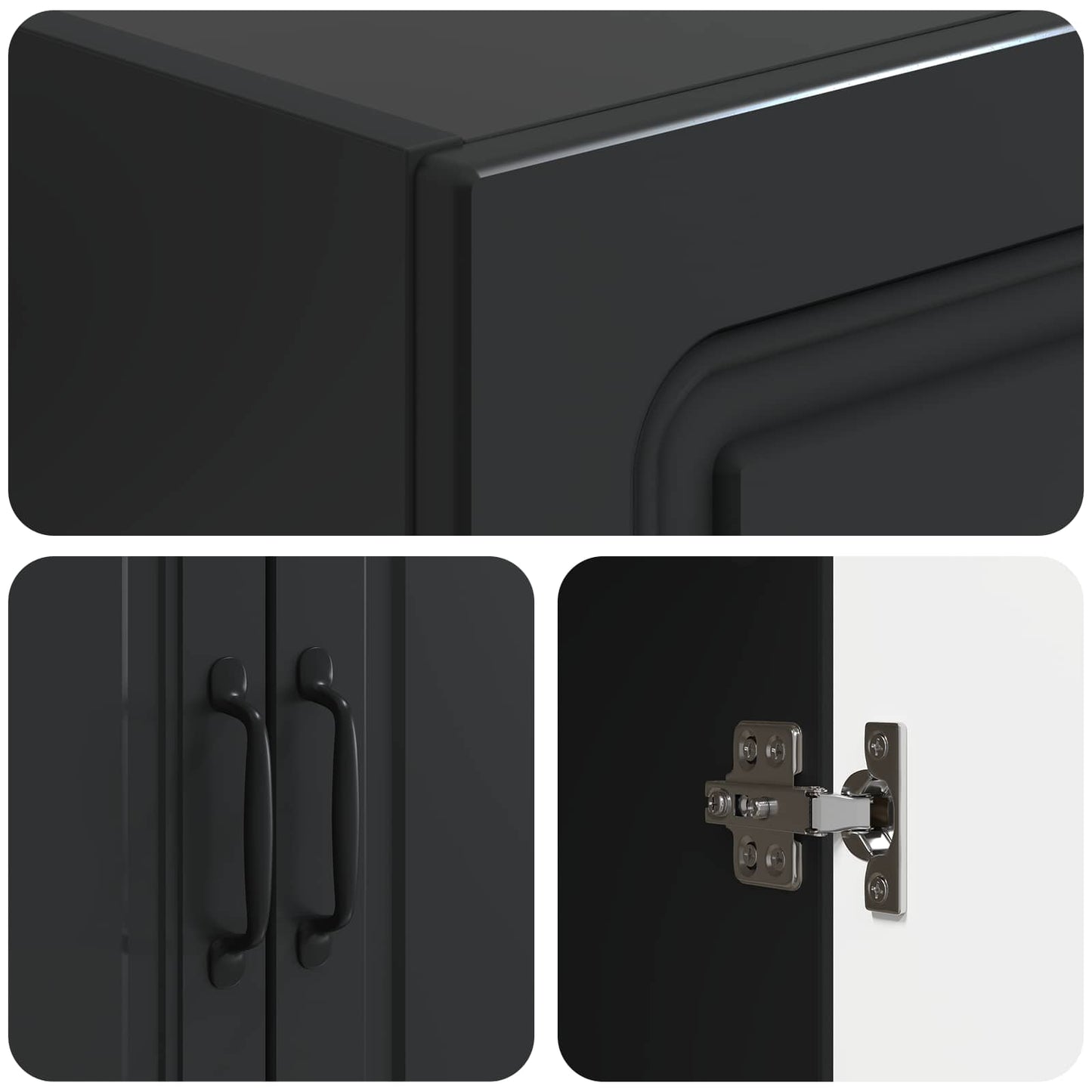 Cabinet Set 2 pcs Black 66 x 34.5 x 87 cm Engineered Wood