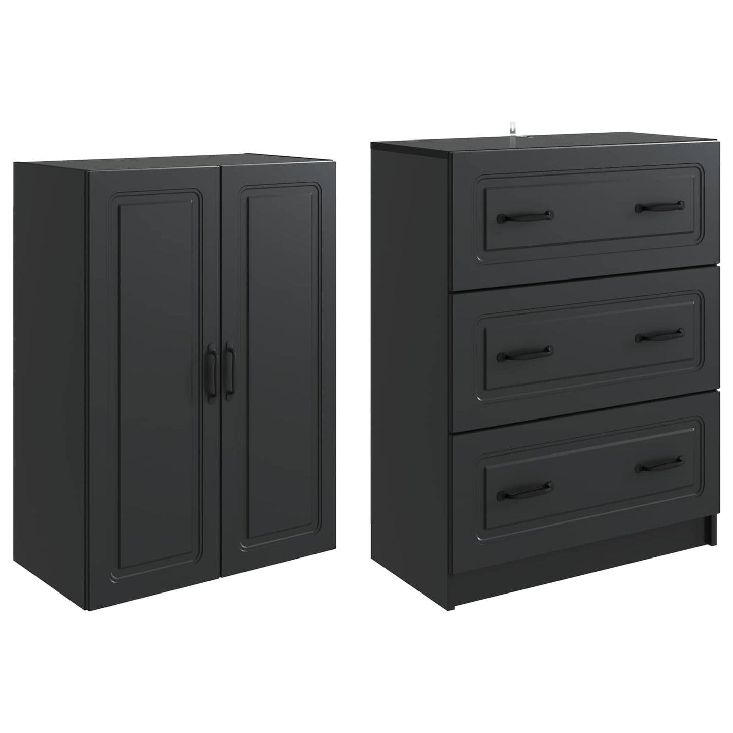 Cabinet Set 2 pcs 66 x 34.5 x 87 cm Engineered Wood Black