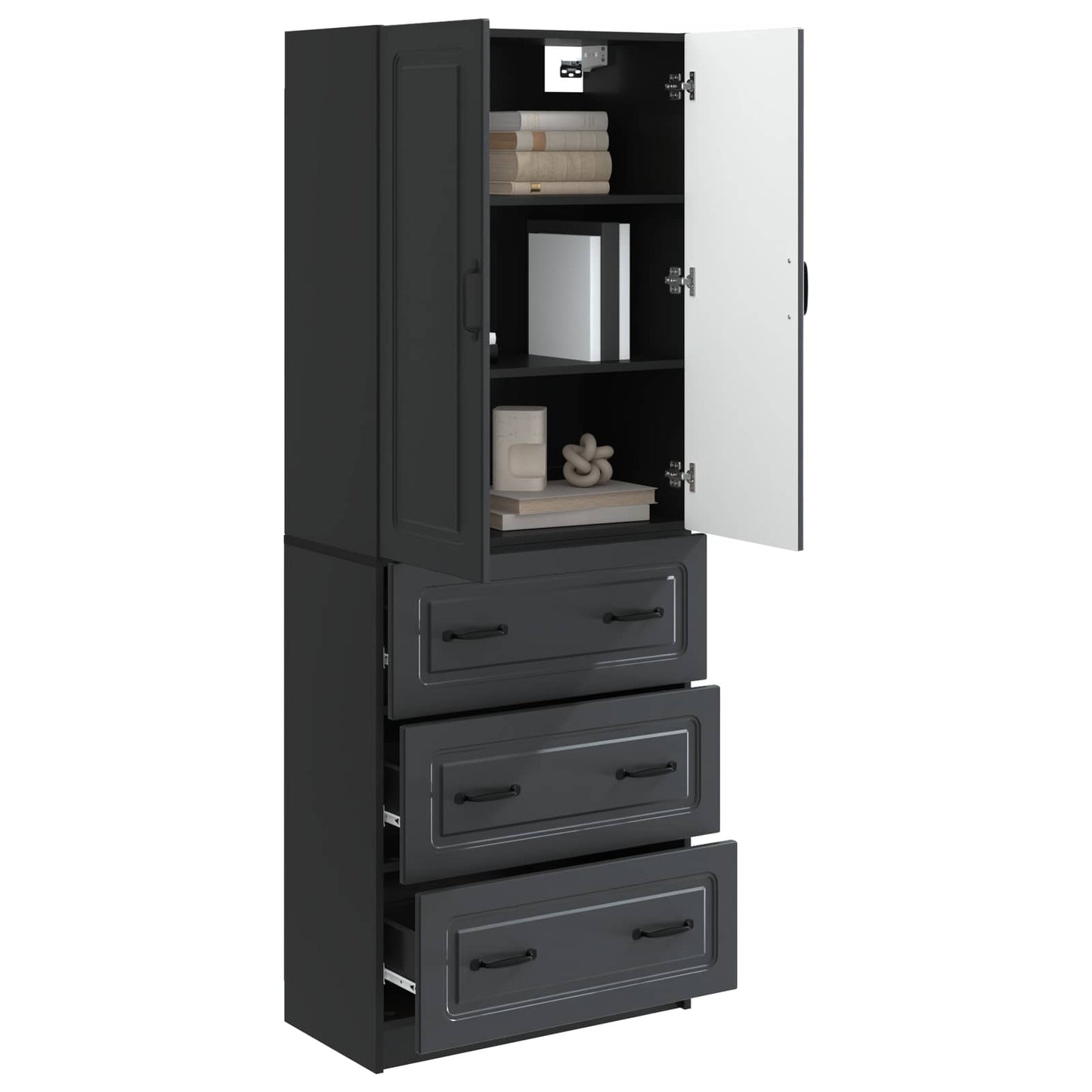 Cabinet Set 2 pcs Black 66 x 34.5 x 87 cm Engineered Wood