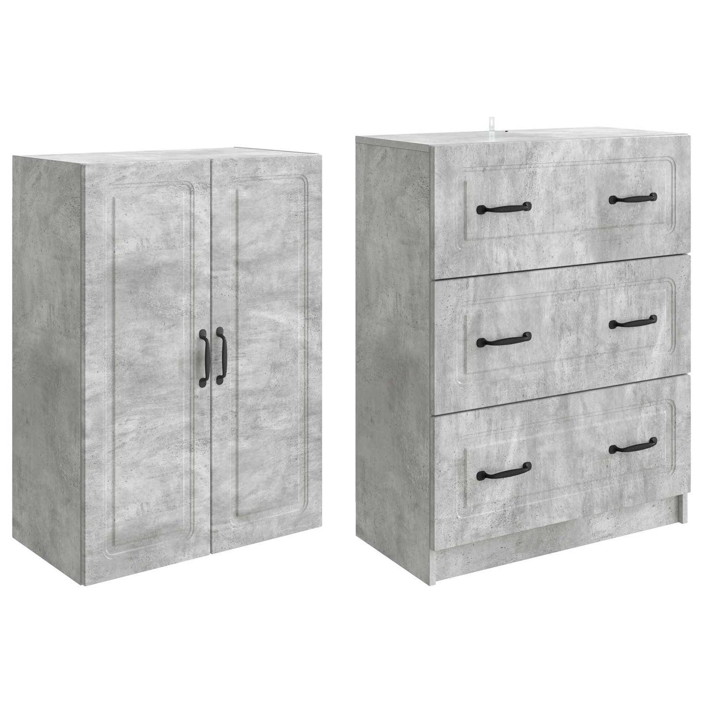 Cabinet Set 2 pcs Concrete Grey 66 x 34.5 x 87 cm