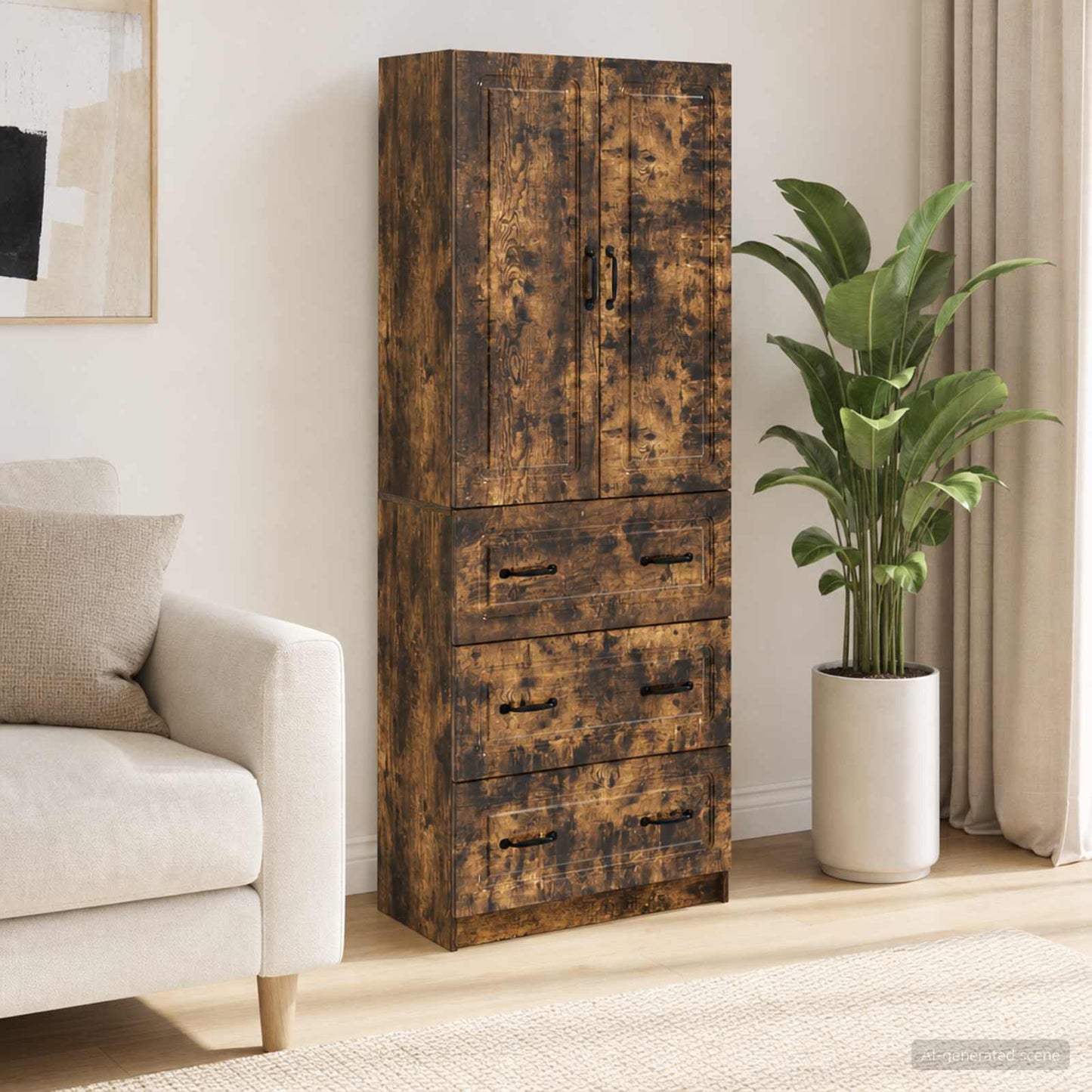 Cabinet Set 2 pcs Smoked Oak 66 x 34.5 x 87 cm Engineered Wood