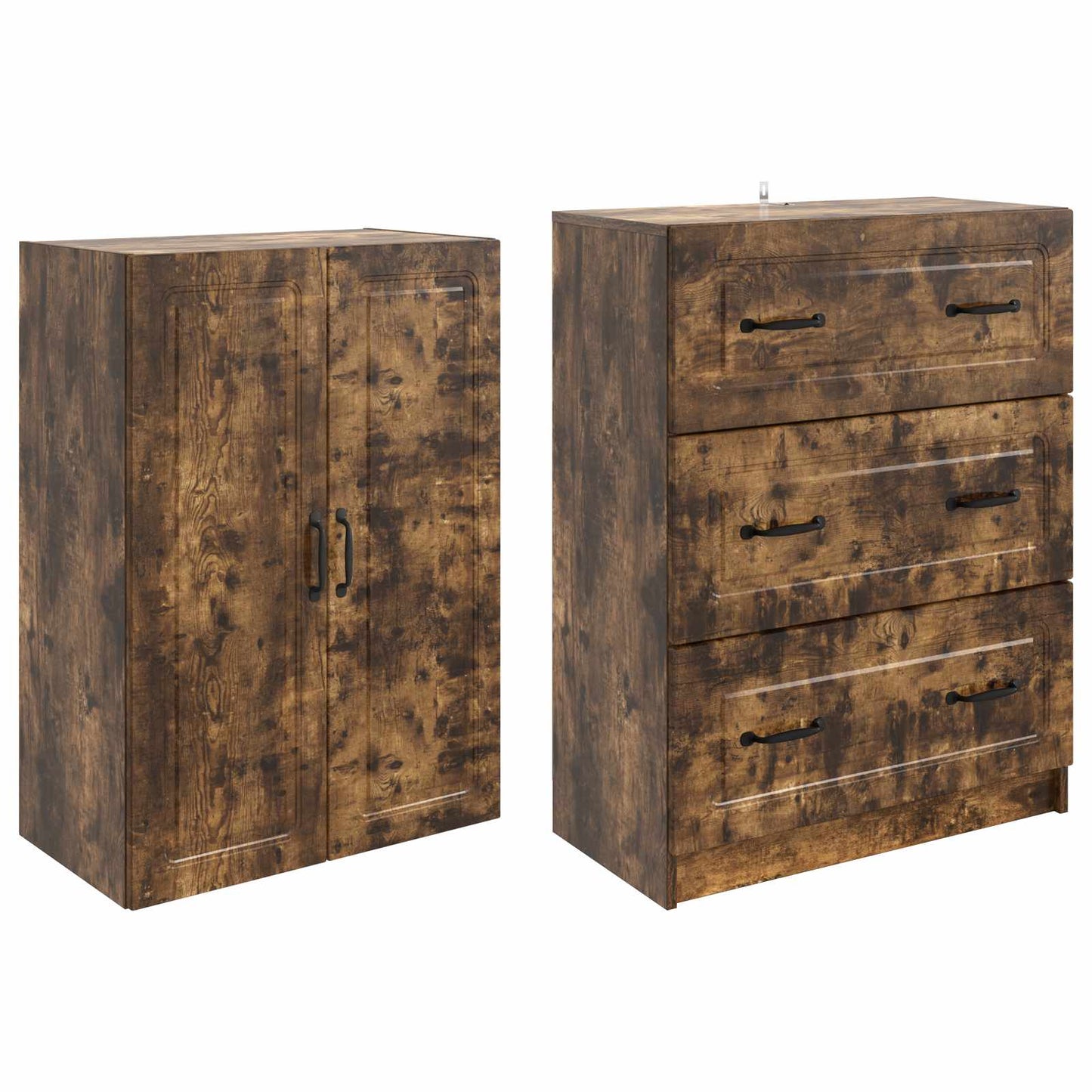 Cabinet Set 2 pcs 66 x 34.5 x 87 cm Engineered Wood Smoked Oak