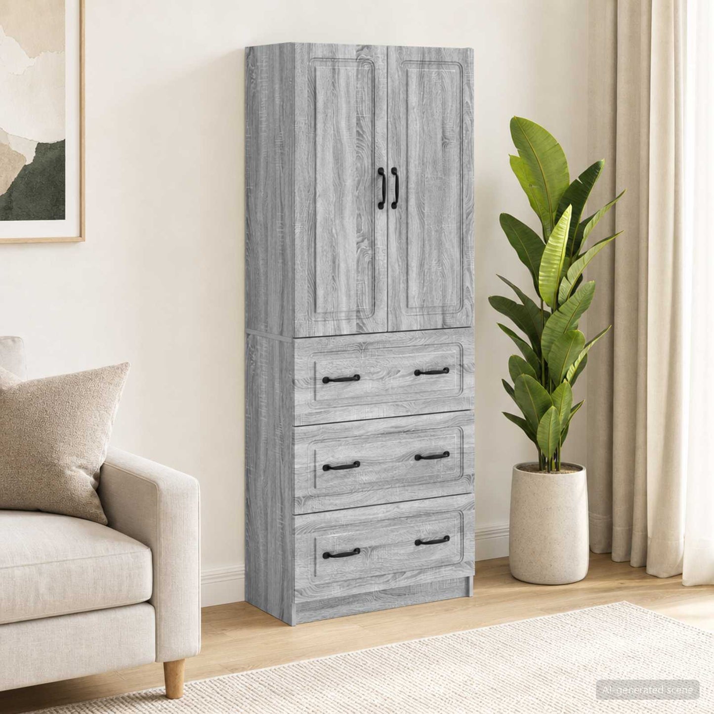 Cabinet Set 2 pcs Grey Sonoma 66 x 34.5 x 87 cm Engineered Wood