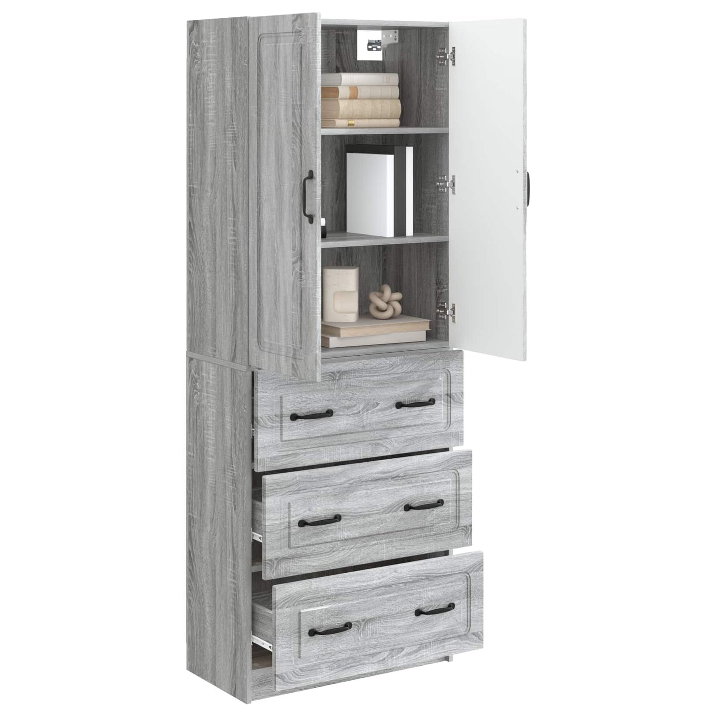 Cabinet Set 2 pcs 66 x 34.5 x 87 cm Engineered Wood Grey Sonoma