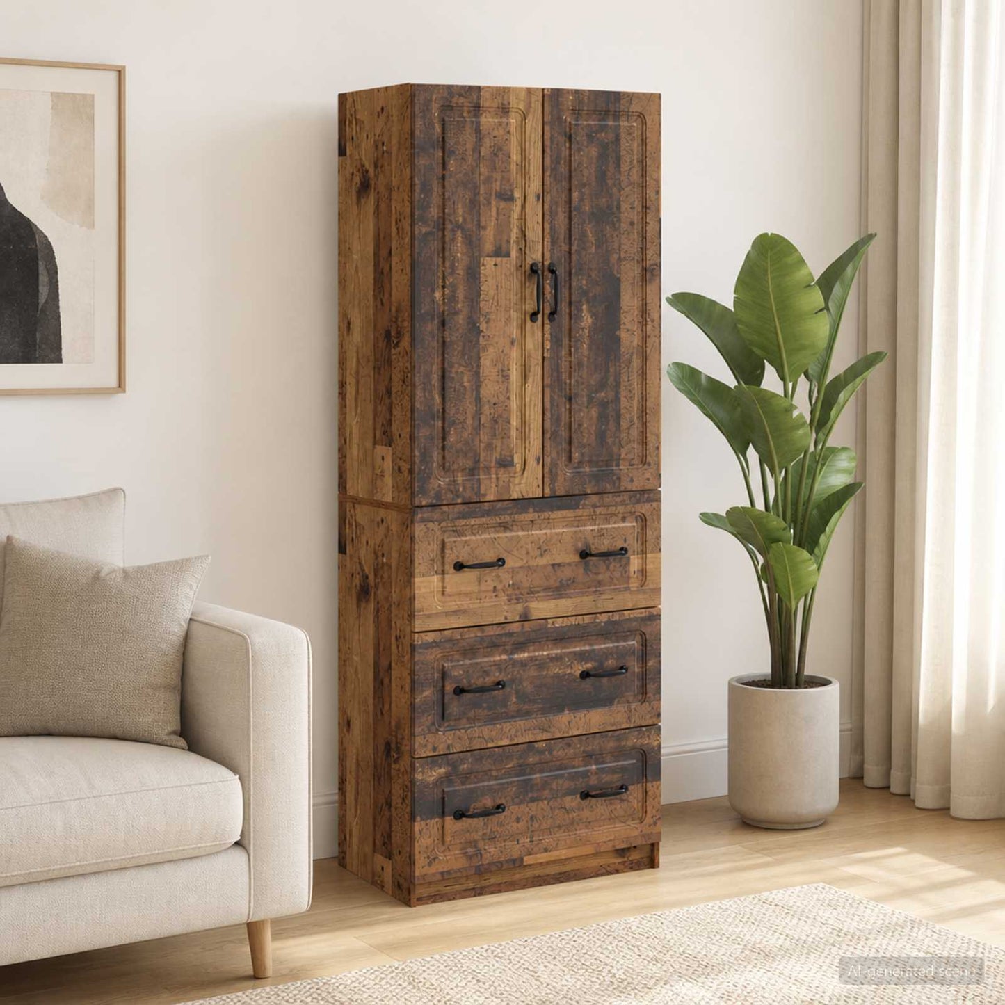 Cabinet Set 2 pcs Old Wood 66 x 34.5 x 87 cm Engineered Wood
