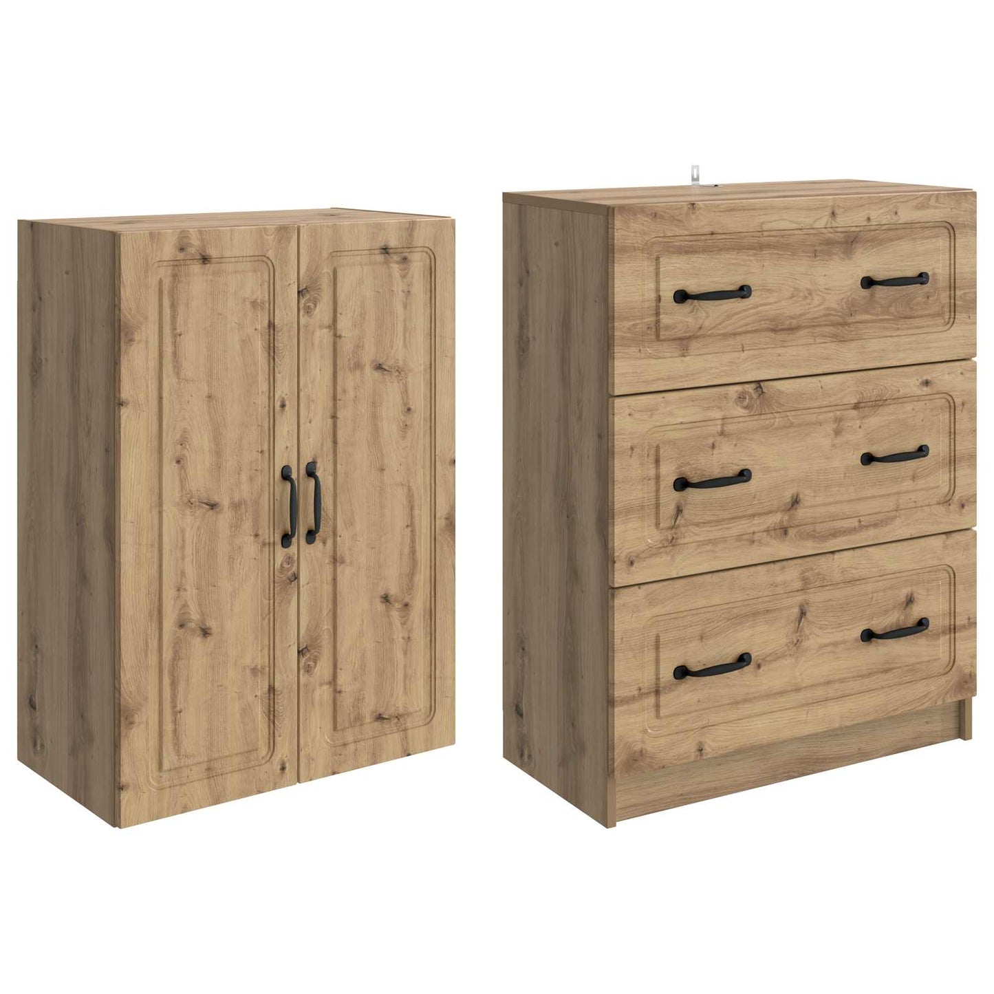 Cabinet Set 2 pcs 66 x 34.5 x 87 cm Engineered Wood Artisan Oak