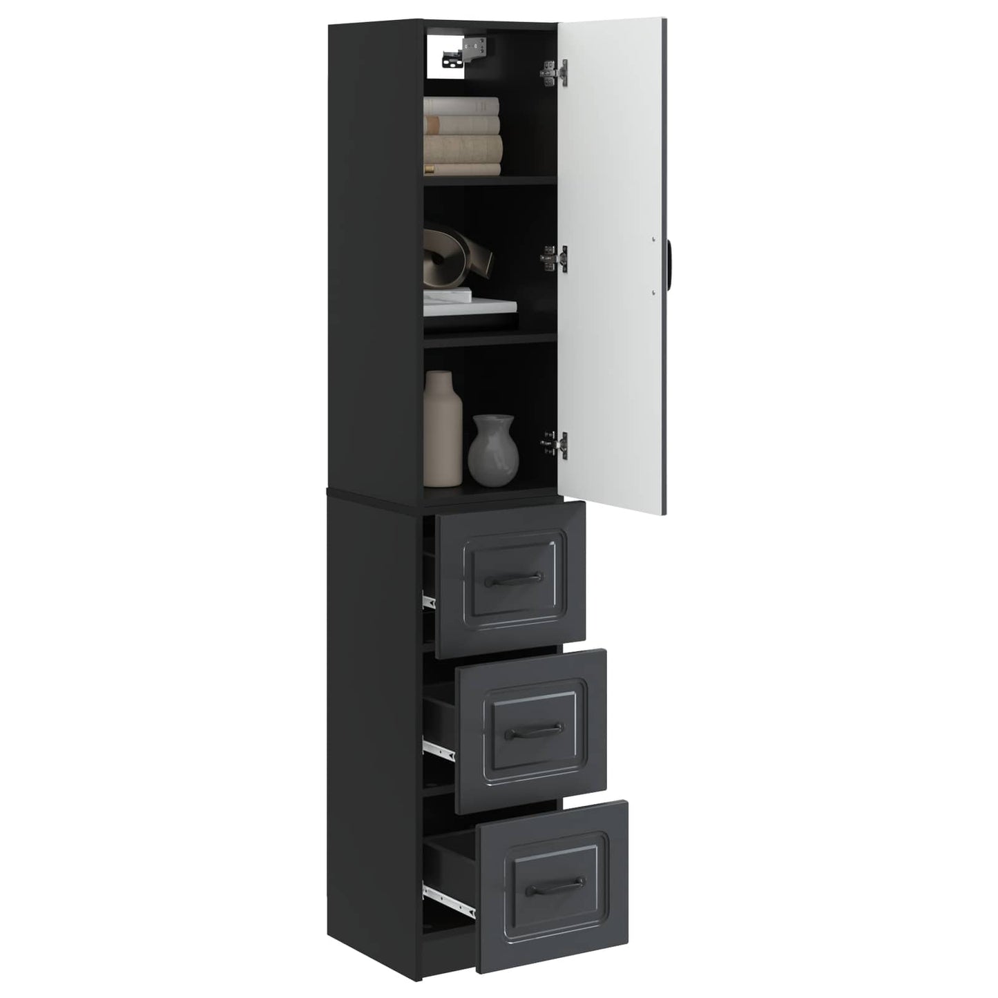 Cabinet Set 2 pcs Black 33 x 34.5 x 87 cm Engineered Wood