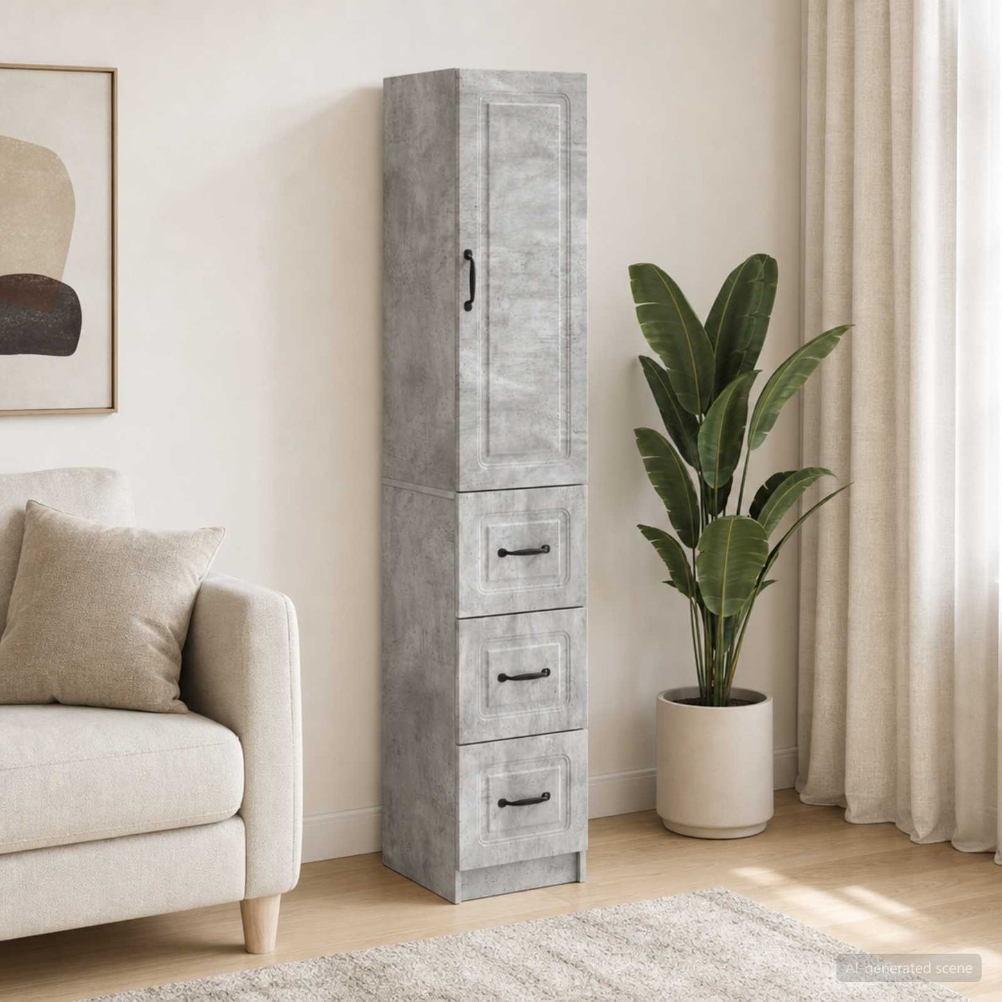 Cabinet Set 2 pcs Concrete Grey 33 x 34.5 x 87 cm