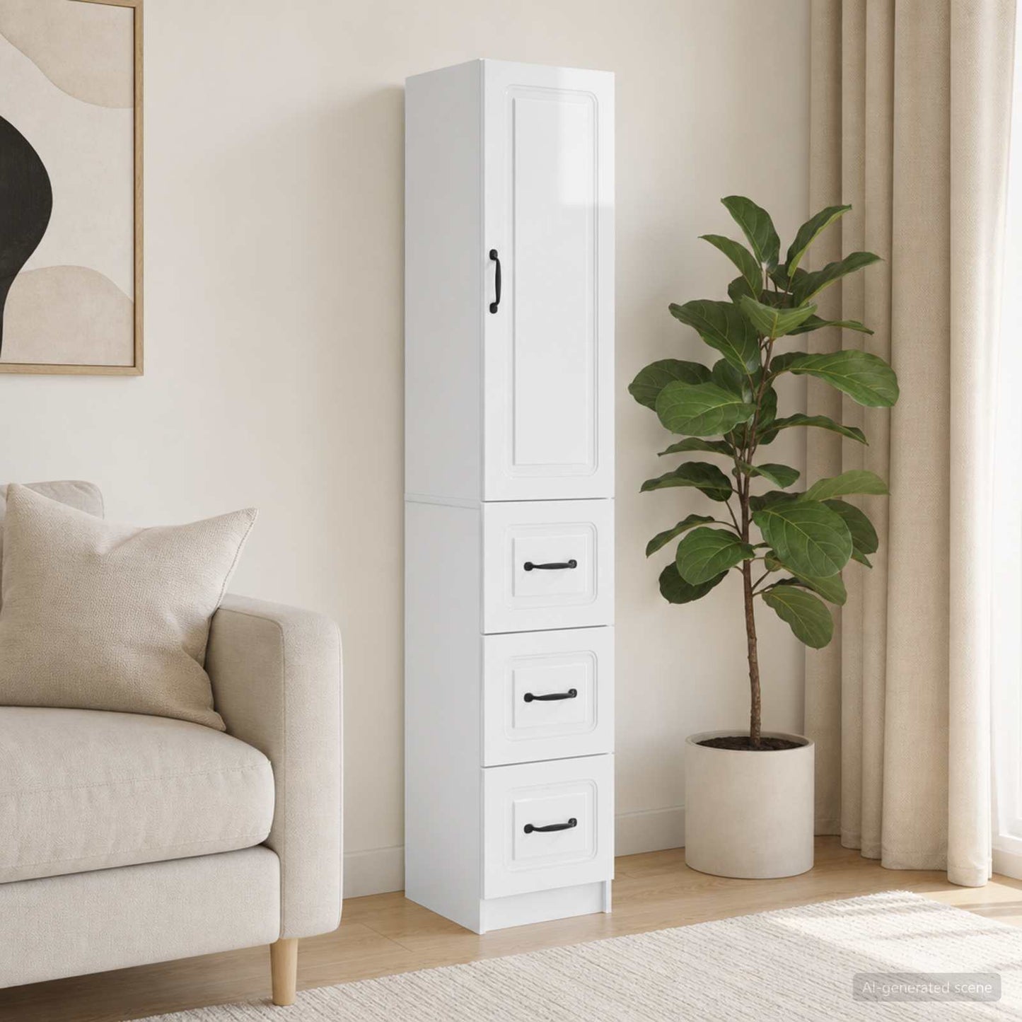 Cabinet Set 2 pcs High Gloss White 33 x 34.5 x 87 cm