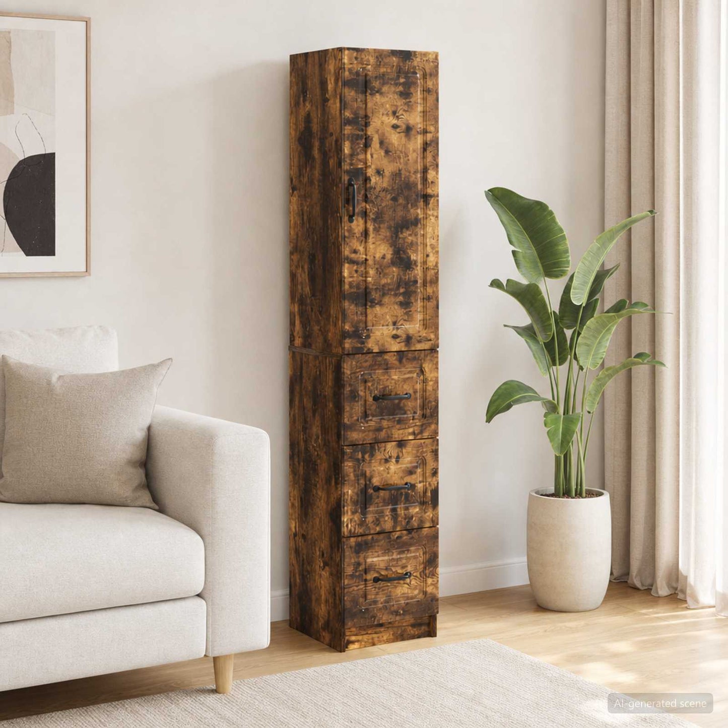 Cabinet Set 2 pcs Smoked Oak 33 x 34.5 x 87 cm Engineered Wood