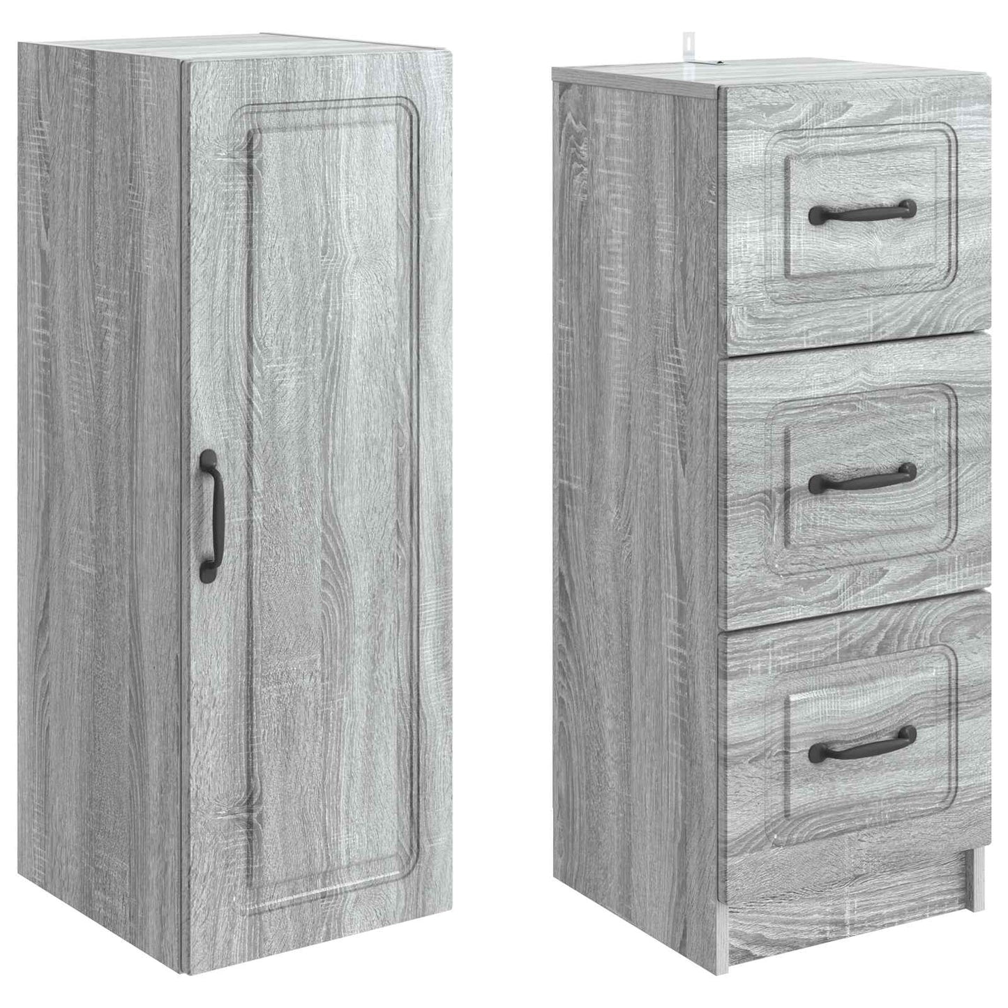 Cabinet Set 2 pcs 33 x 34.5 x 87 cm Engineered Wood Grey Sonoma