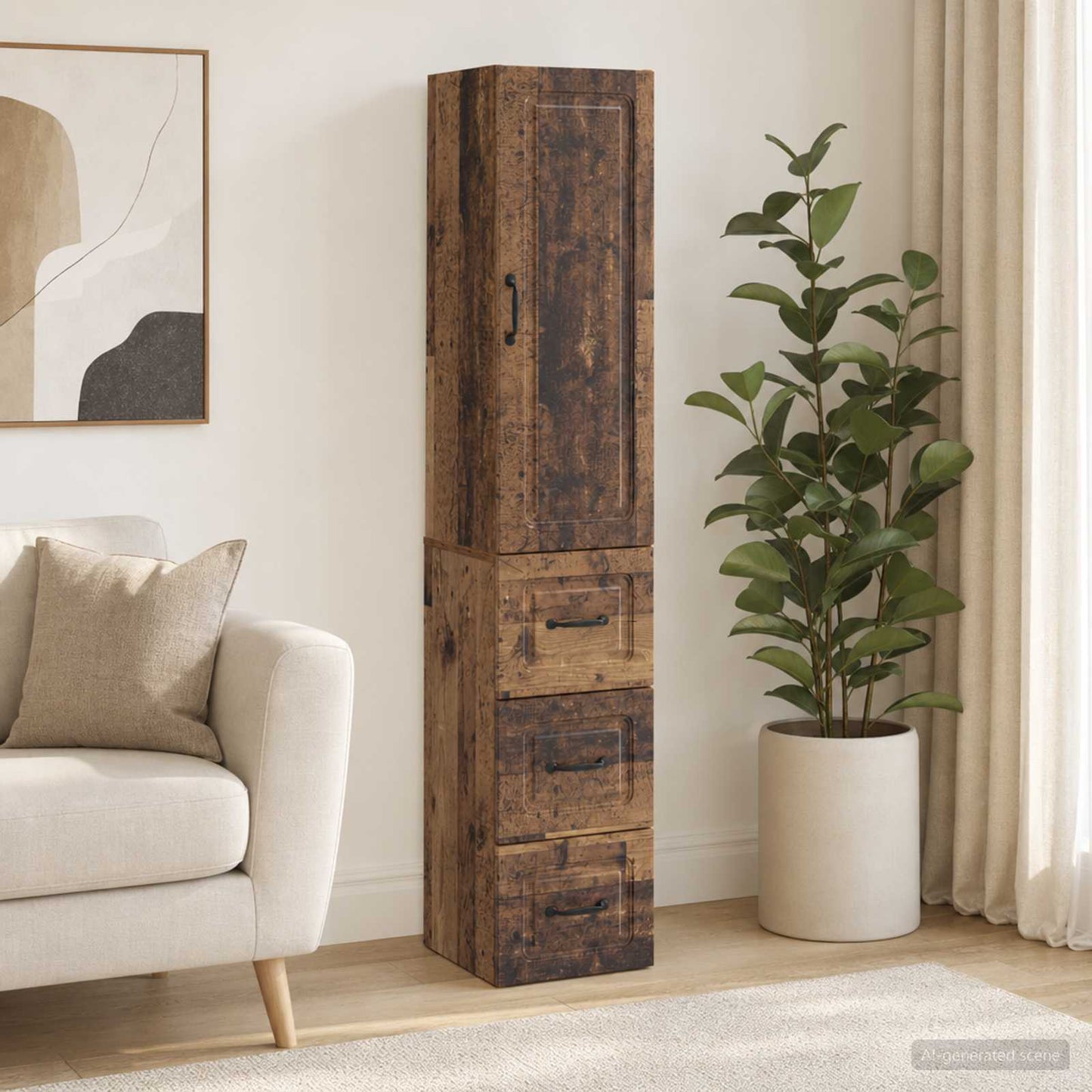 Cabinet Set 2 pcs Old Wood 33 x 34.5 x 87 cm Engineered Wood