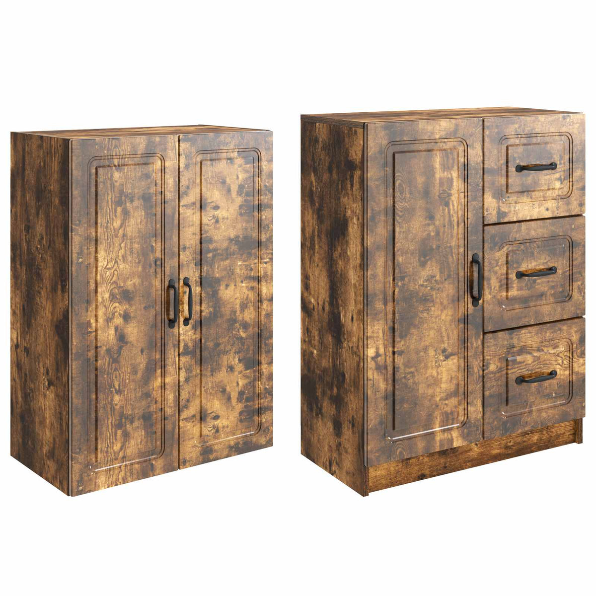 Cabinet Set 2 pcs Smoked Oak 66 x 34.5 x 87 cm Engineered Wood