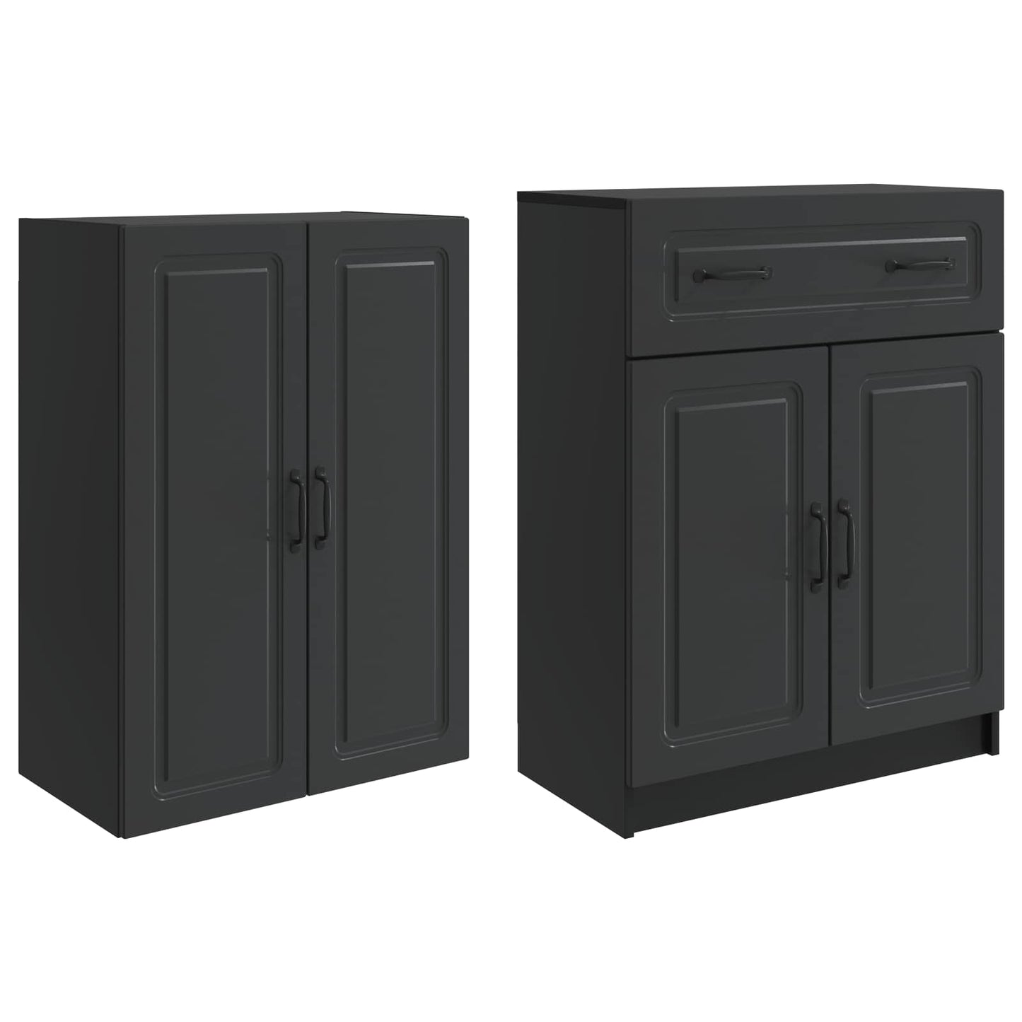 Cabinet Set 2 pcs Black Engineered Wood
