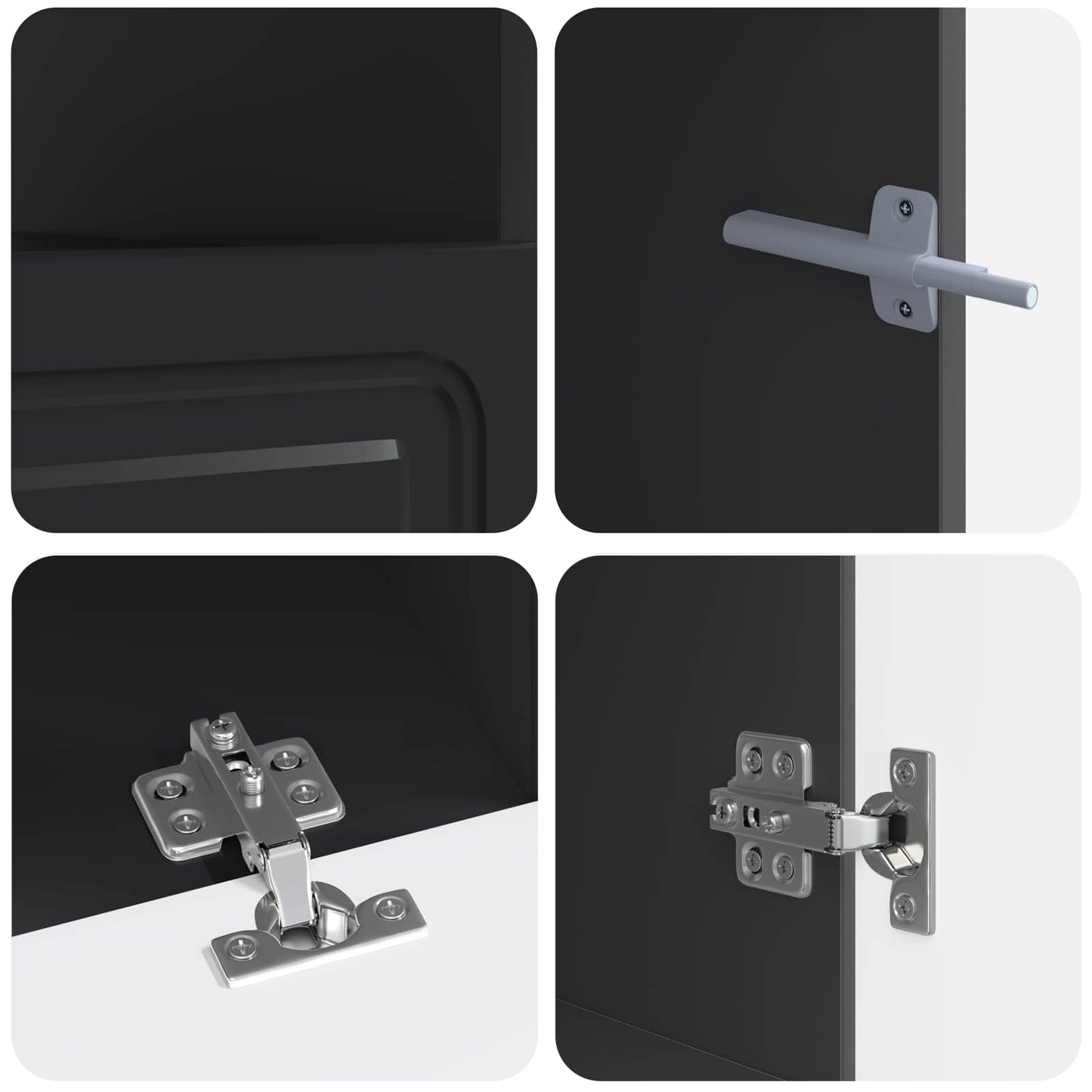 5 Piece LED TV Cabinet Black Engineered Wood