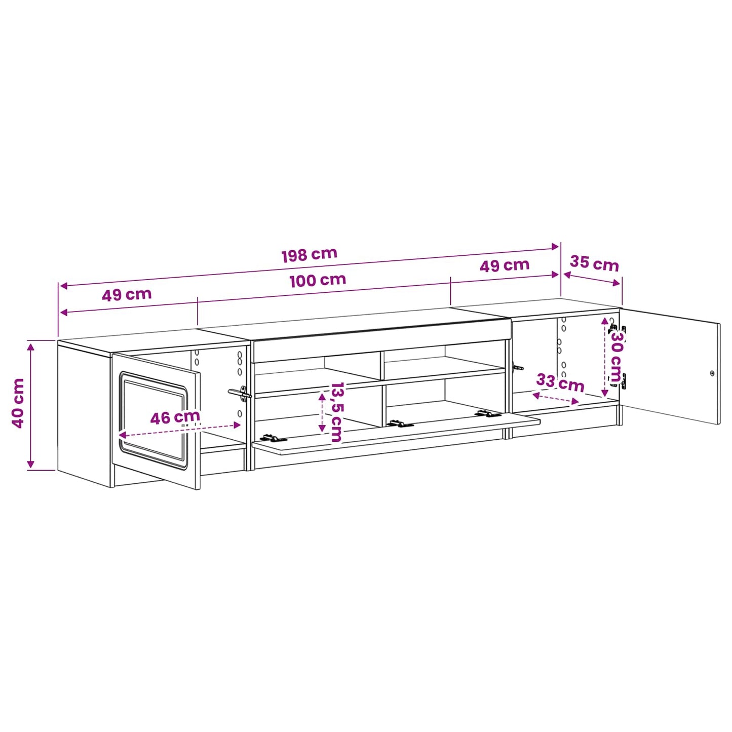 5 Piece LED TV Cabinet Black Engineered Wood