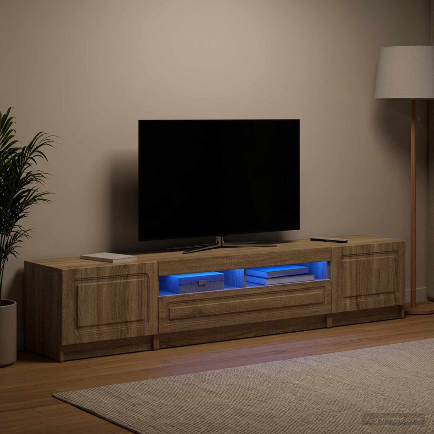 5 Piece LED TV Cabinet Sonoma Oak Engineered Wood