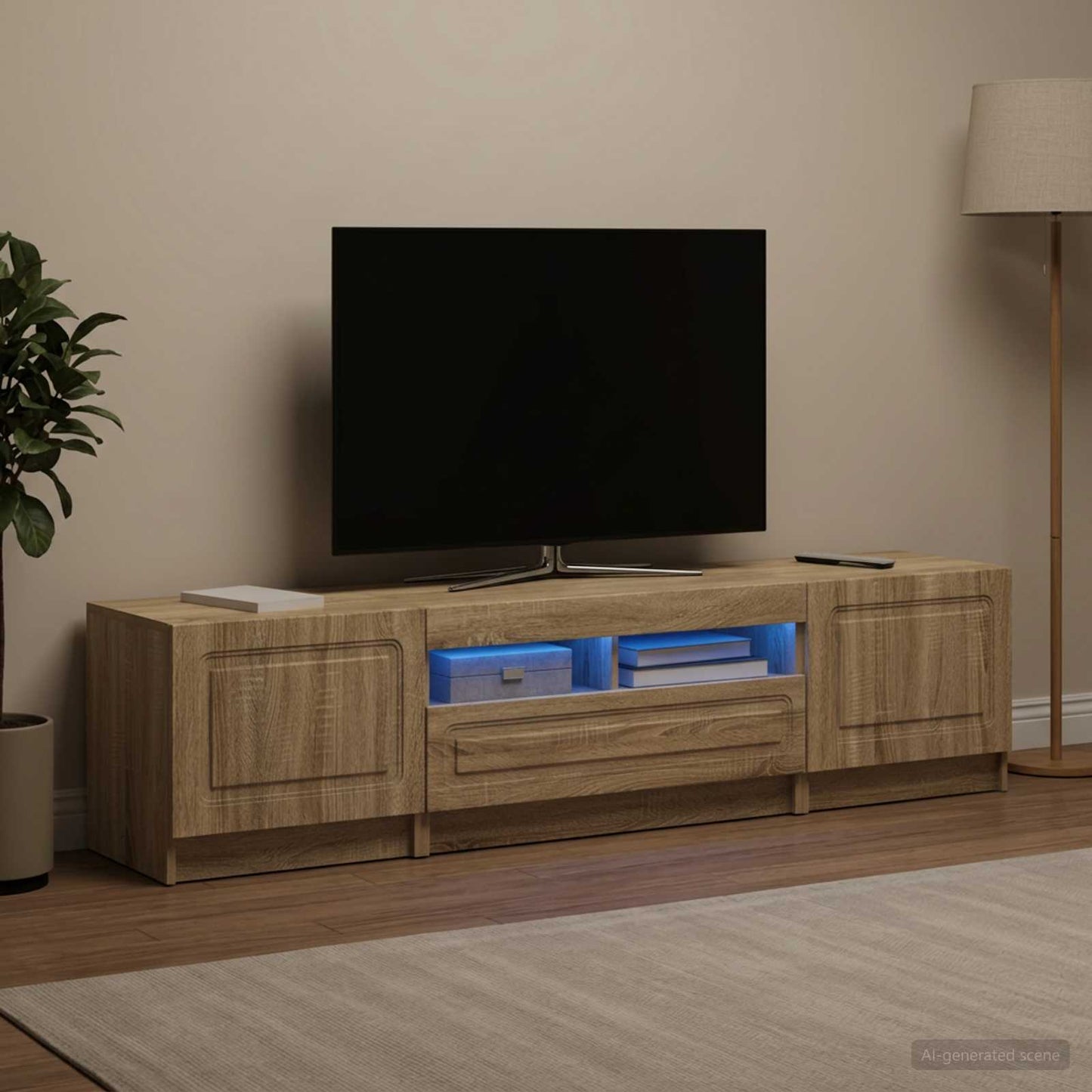 5 Piece LED TV Cabinet Sonoma Oak Engineered Wood