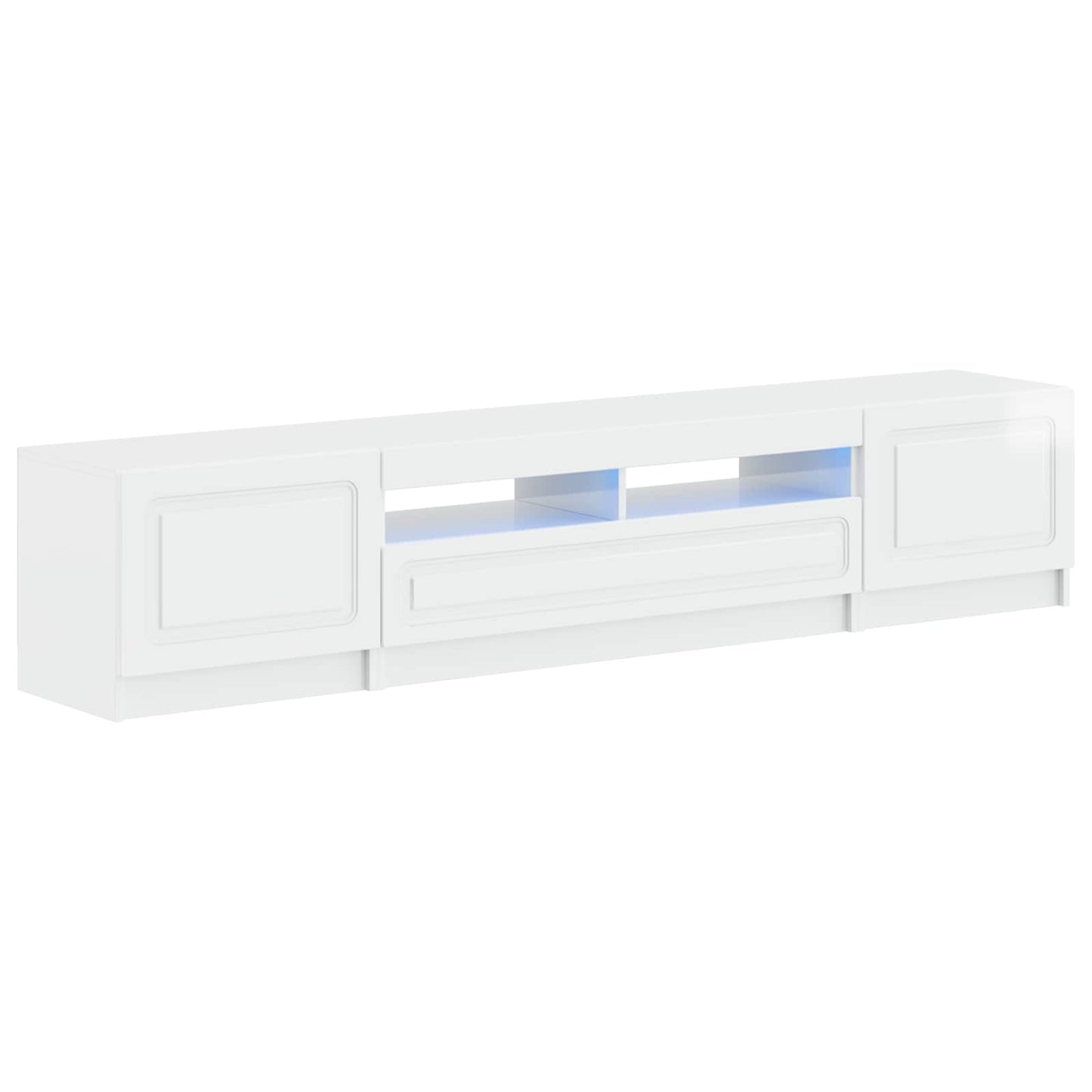 5 Piece LED TV Cabinet High Gloss White Engineered Wood