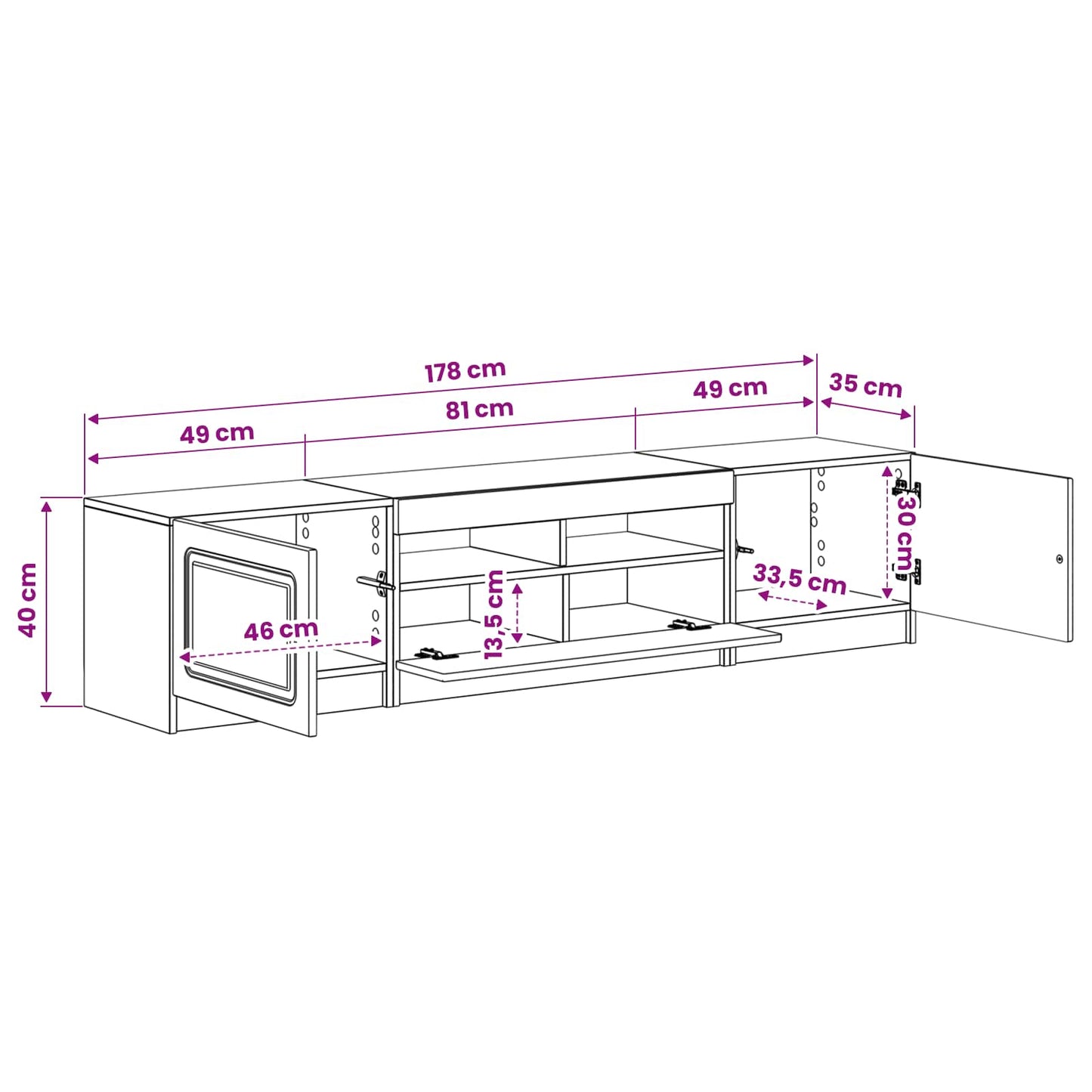 5 Piece LED TV Cabinet Smoked Oak Engineered Wood