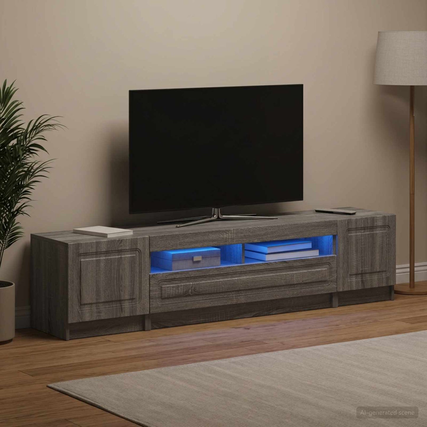 5 Piece LED TV Cabinet Grey Sonoma Engineered Wood